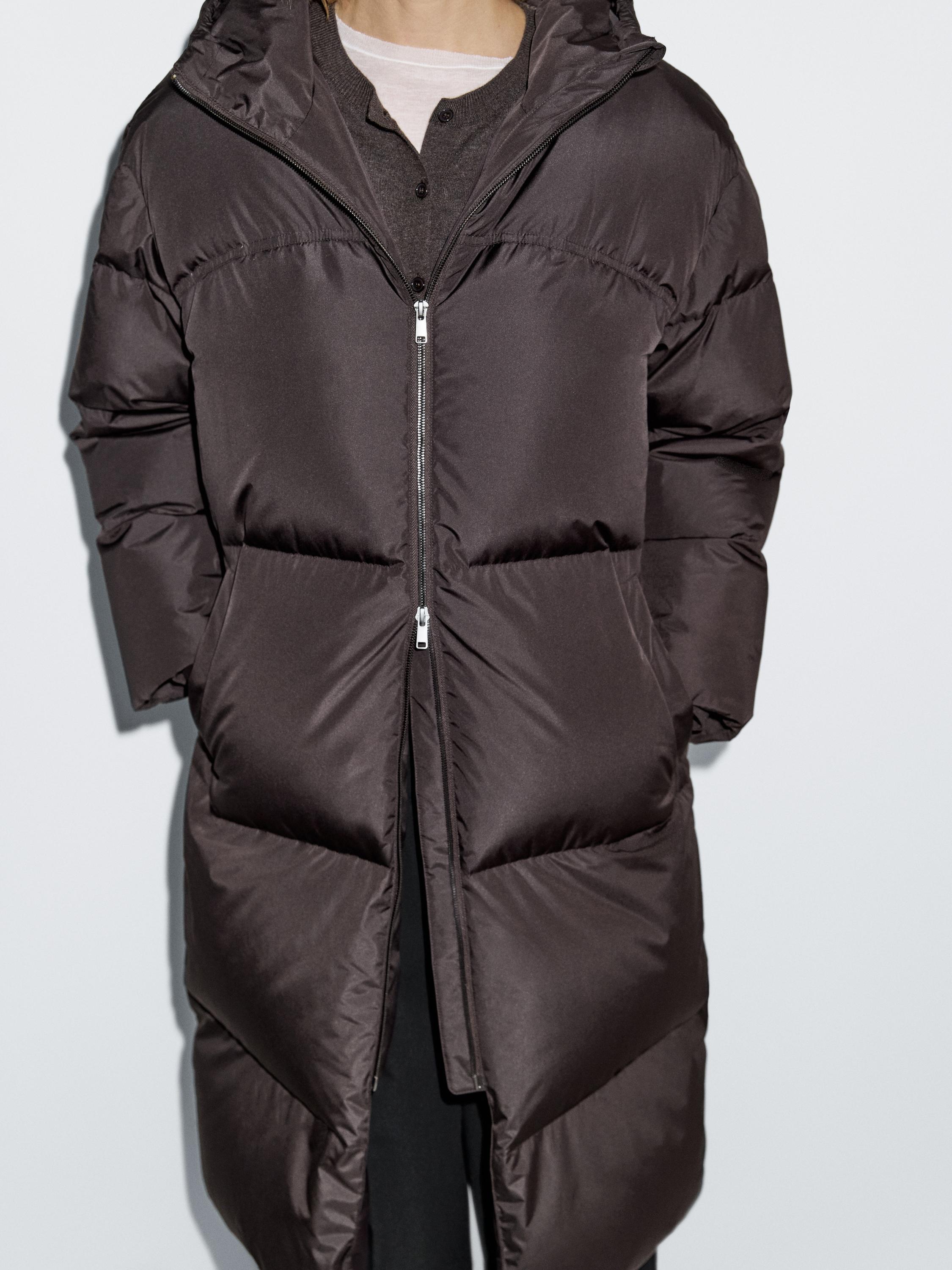 Veste longue matelassée capuche hydrofuge