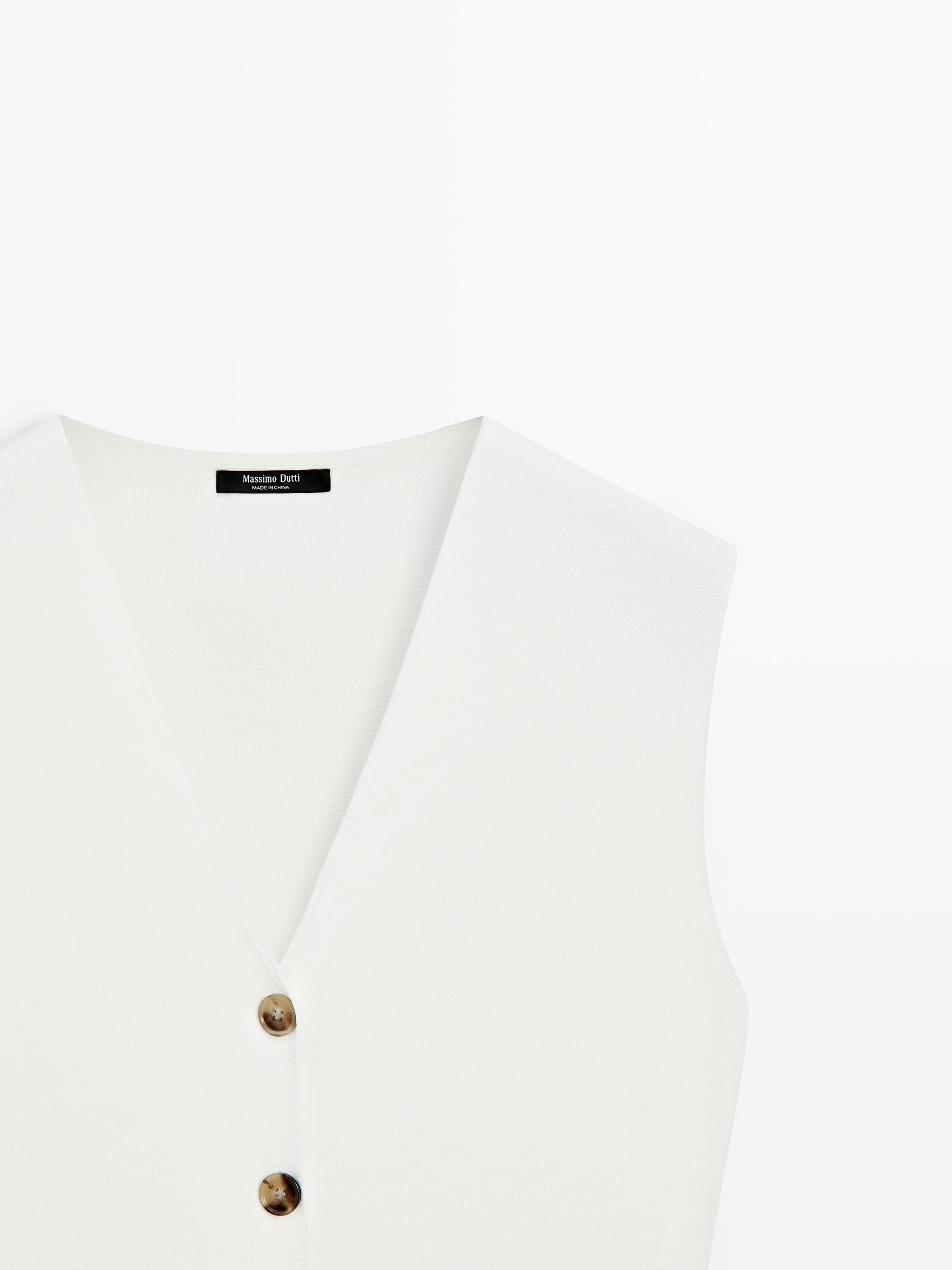 Knit waistcoat with button details — WHITE