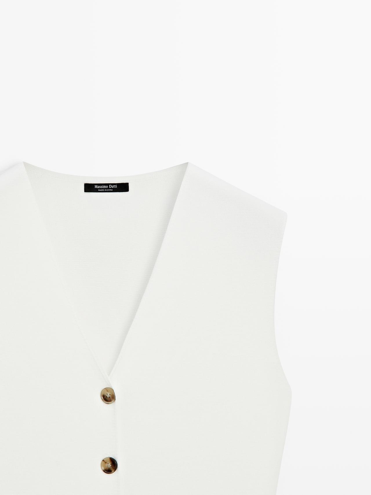 Knit waistcoat with button details — WHITE