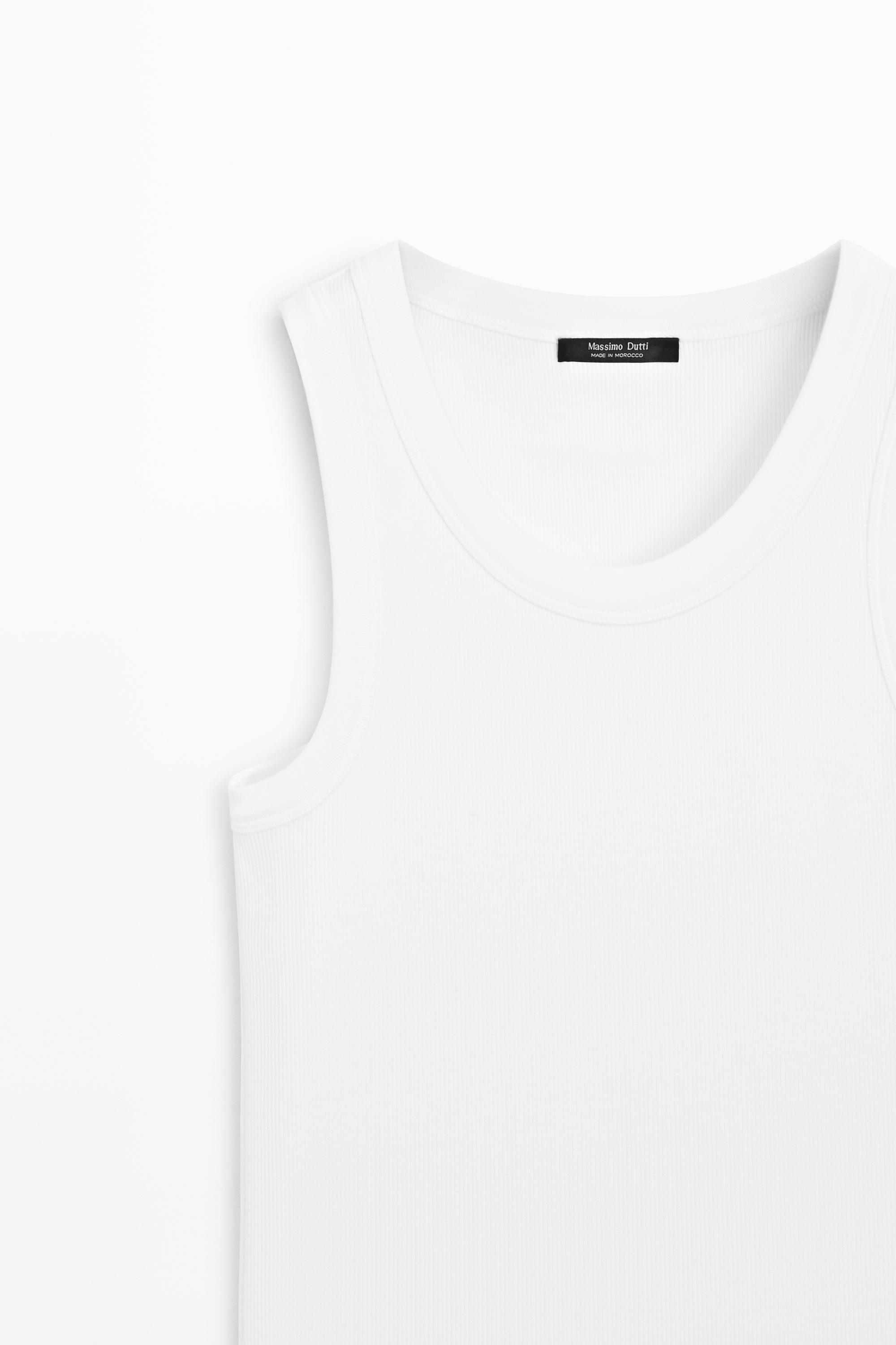 Cotton blend halter top — WHITE