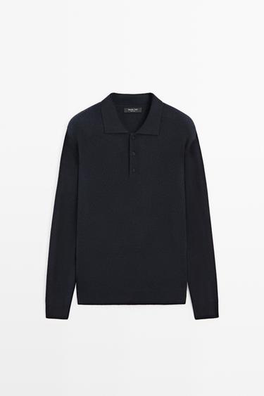 Wool blend polo sweater — NAVY BLUE 2