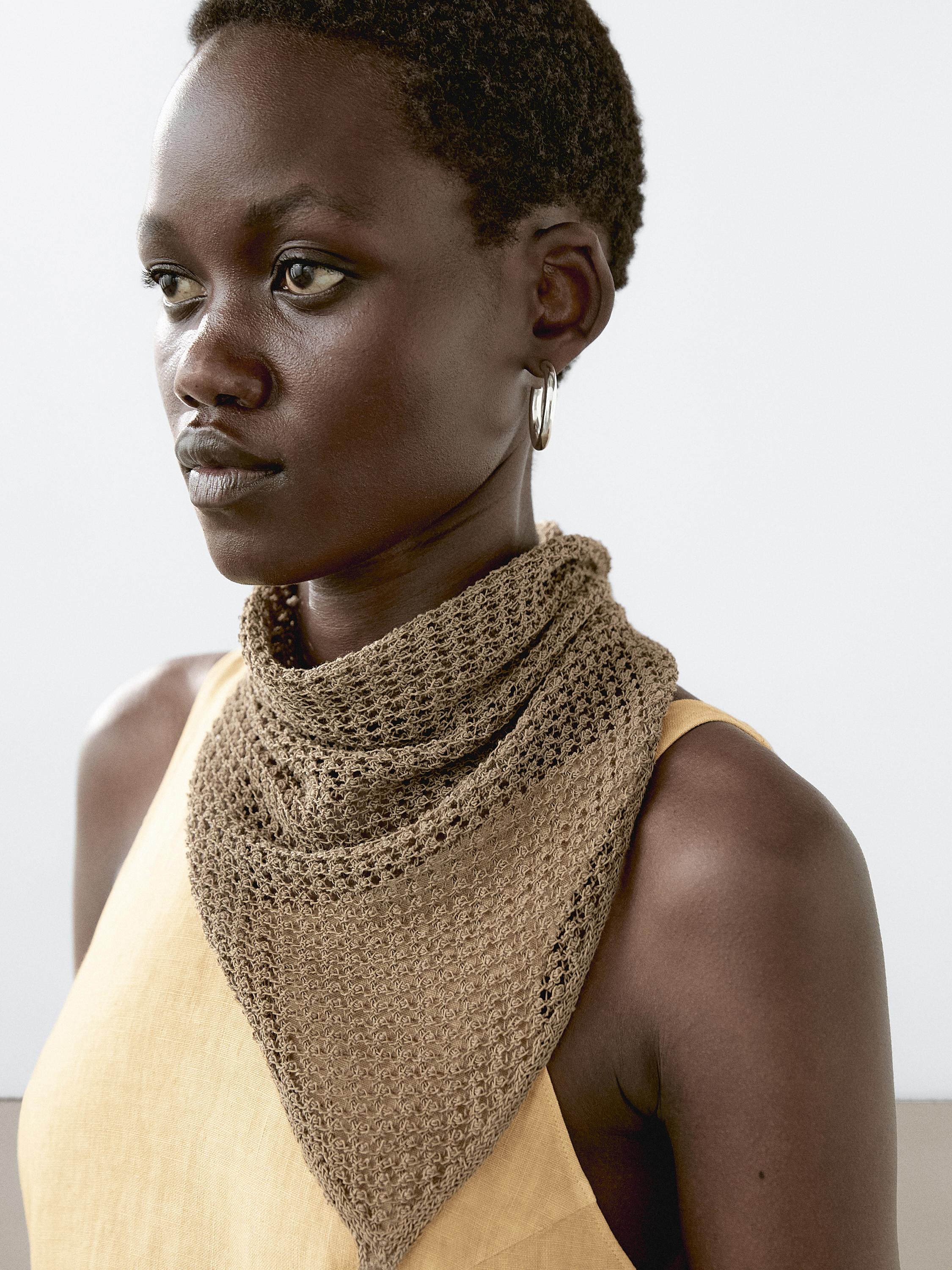 Openwork cotton blend bandana