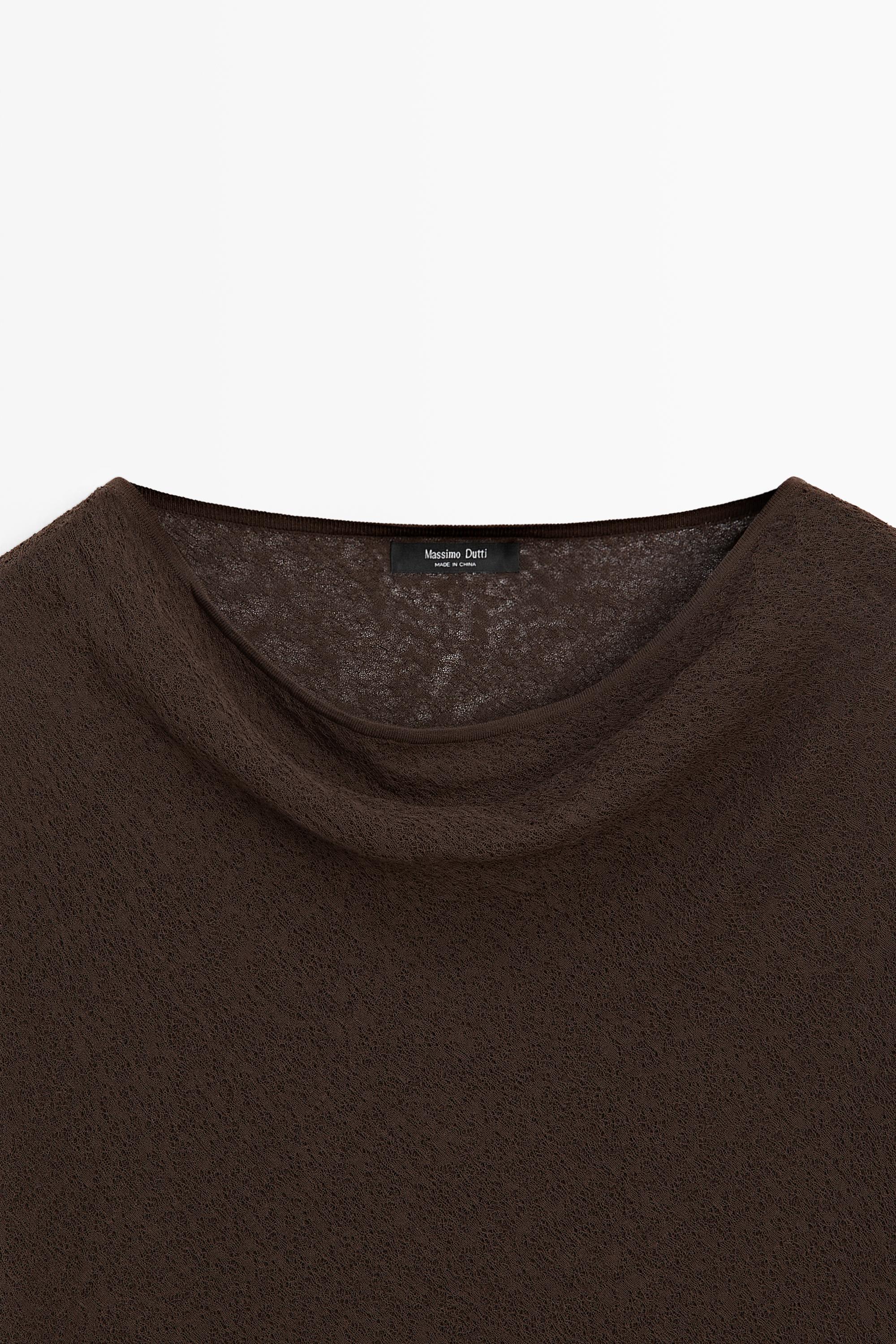 Asymmetric cotton cape — BROWN