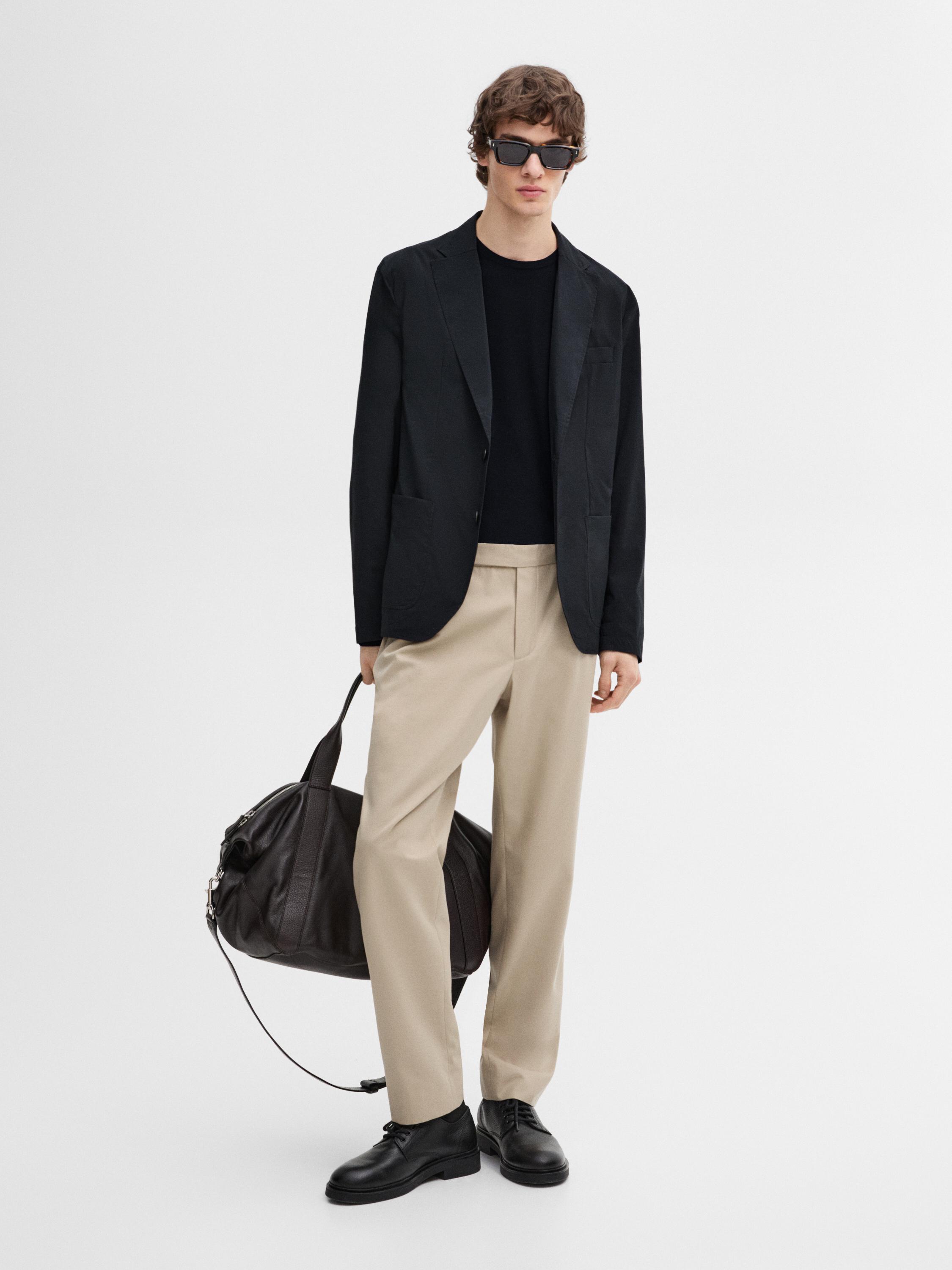 Pantalon à pinces en coton mélangé