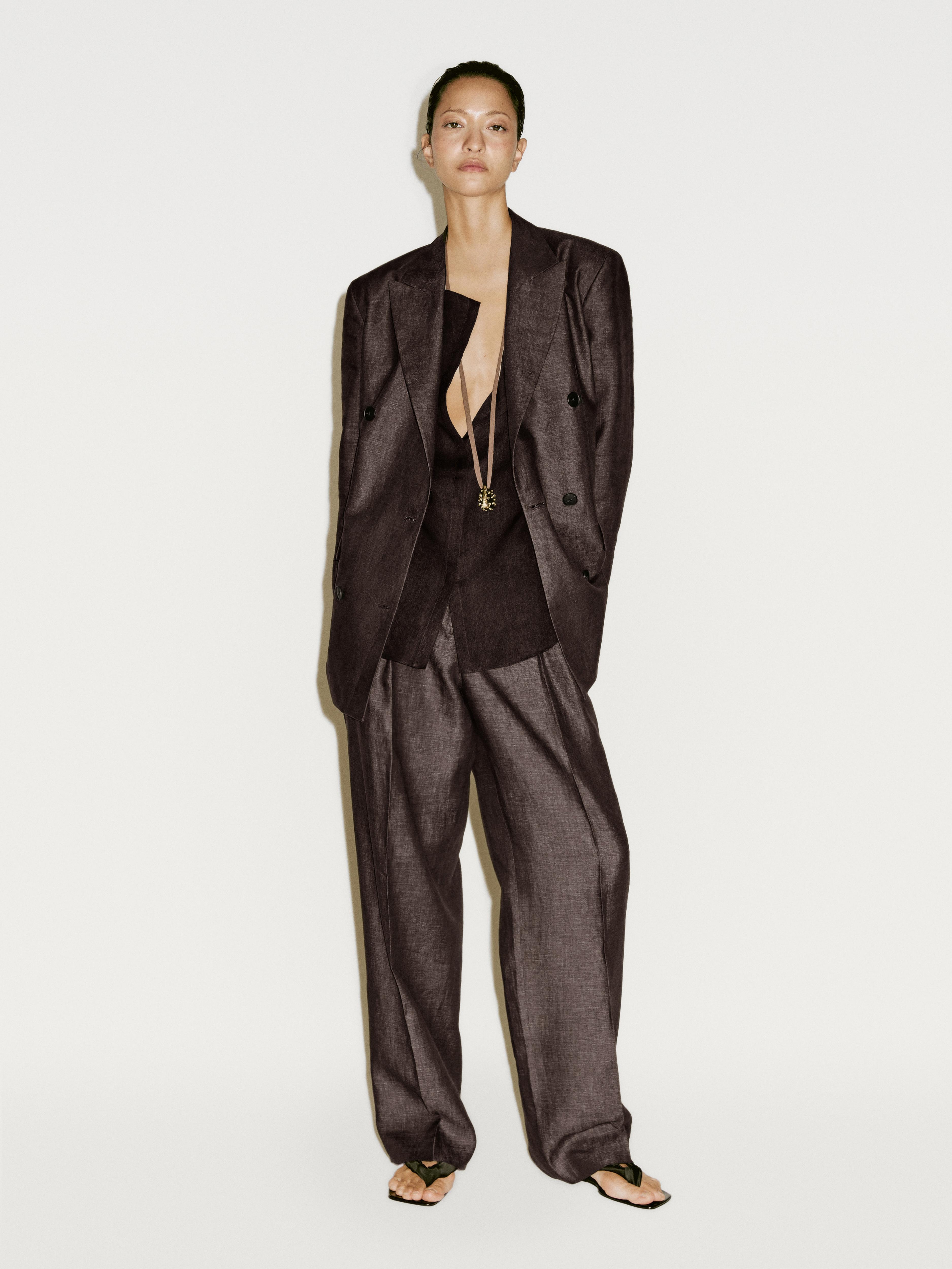 Melange linen darted trousers - Limited Edition