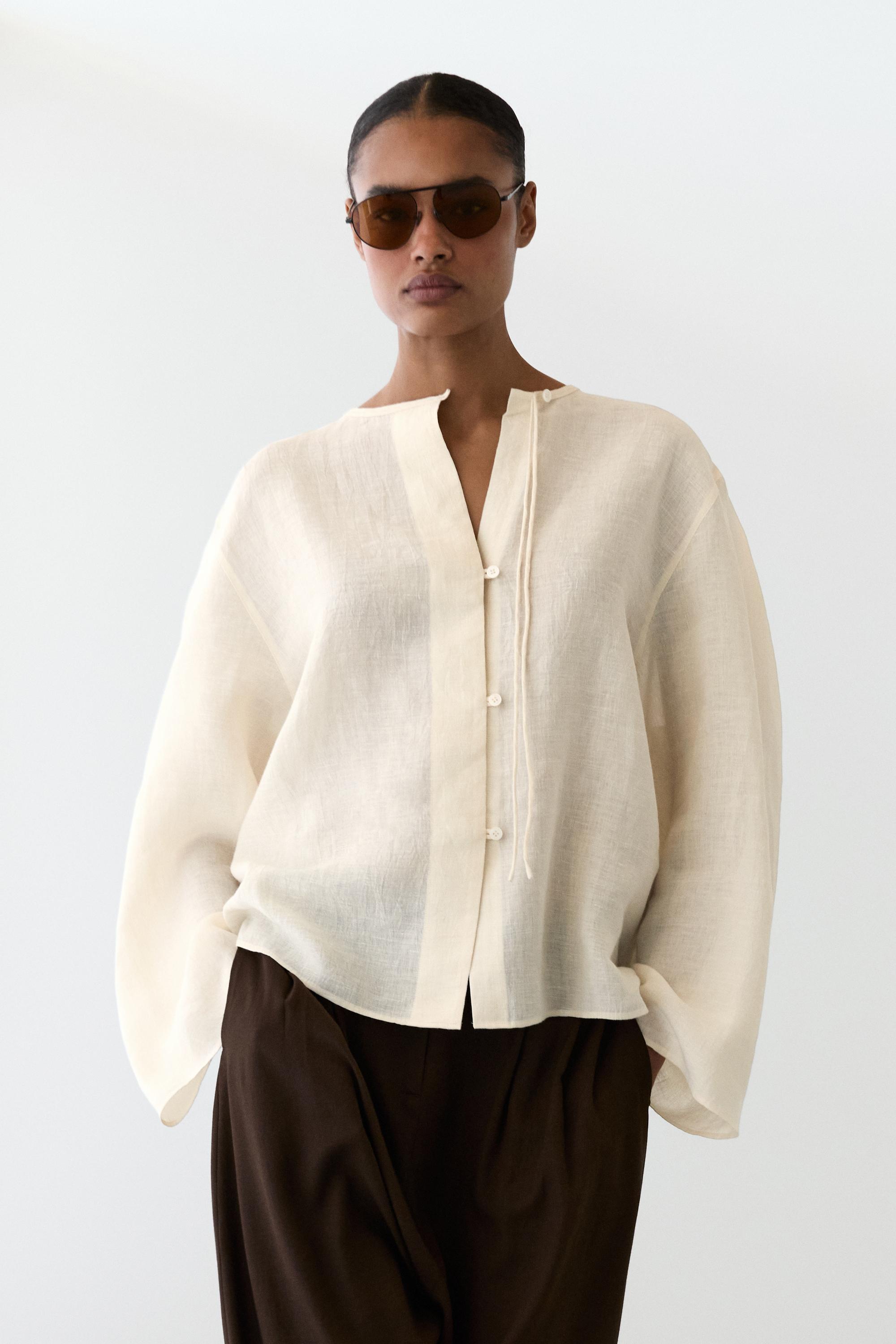 täislinane särk kaelusega