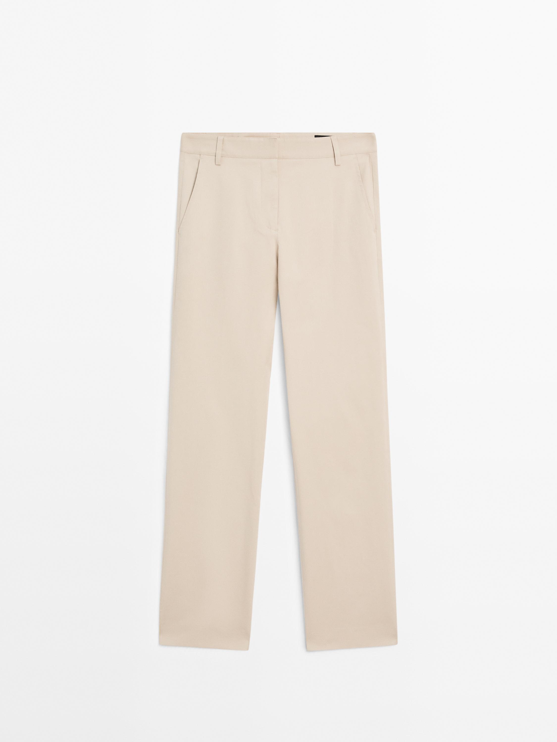 Pantalon straight en coton mélangé