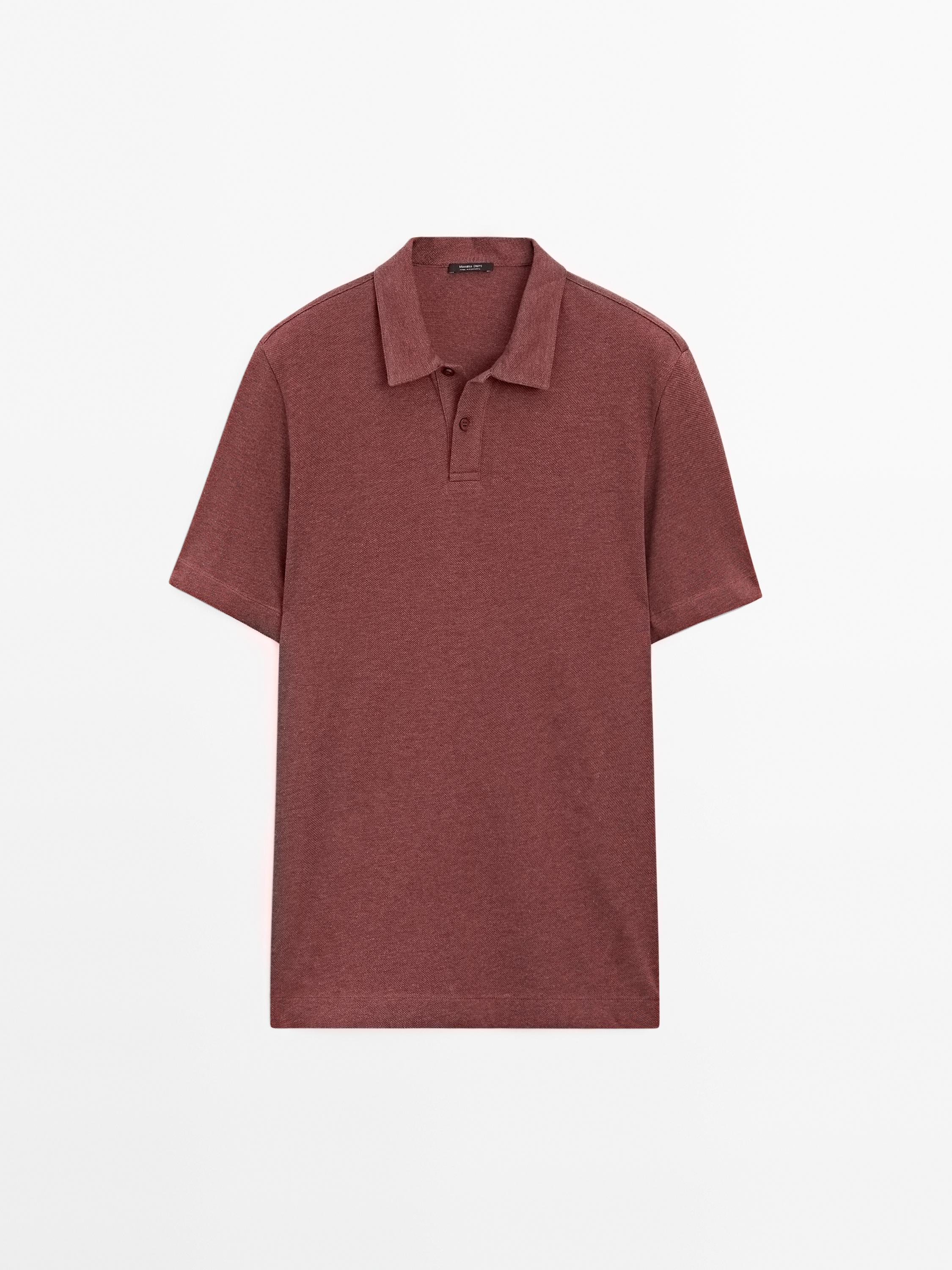 Piqué polo met structuur en korte mouw