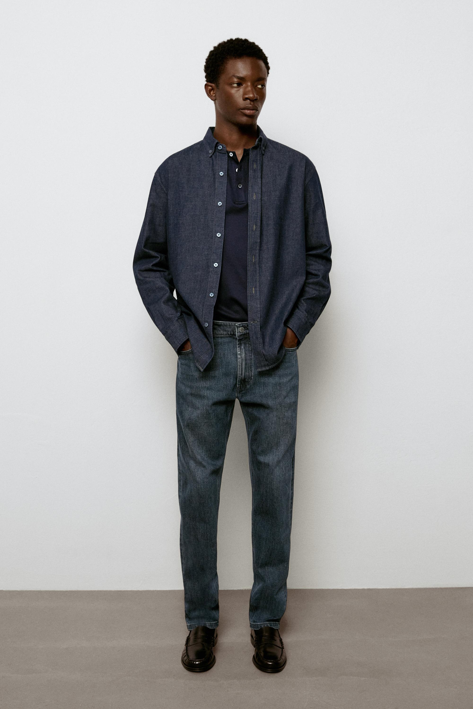Enzymatic tapered fit jeans — BLUE