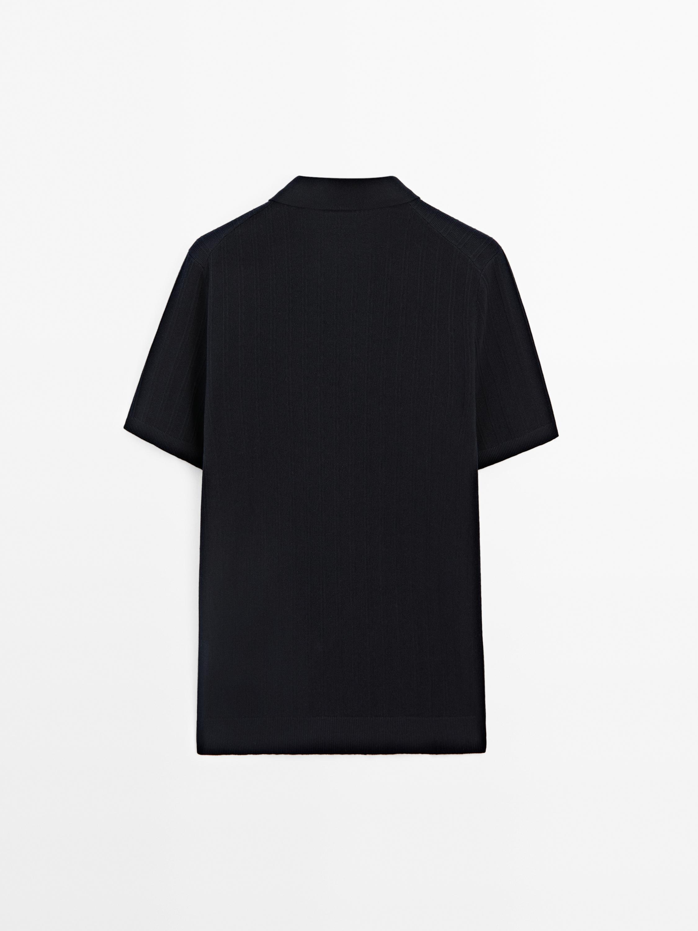 100% cotton textured knit polo shirt
