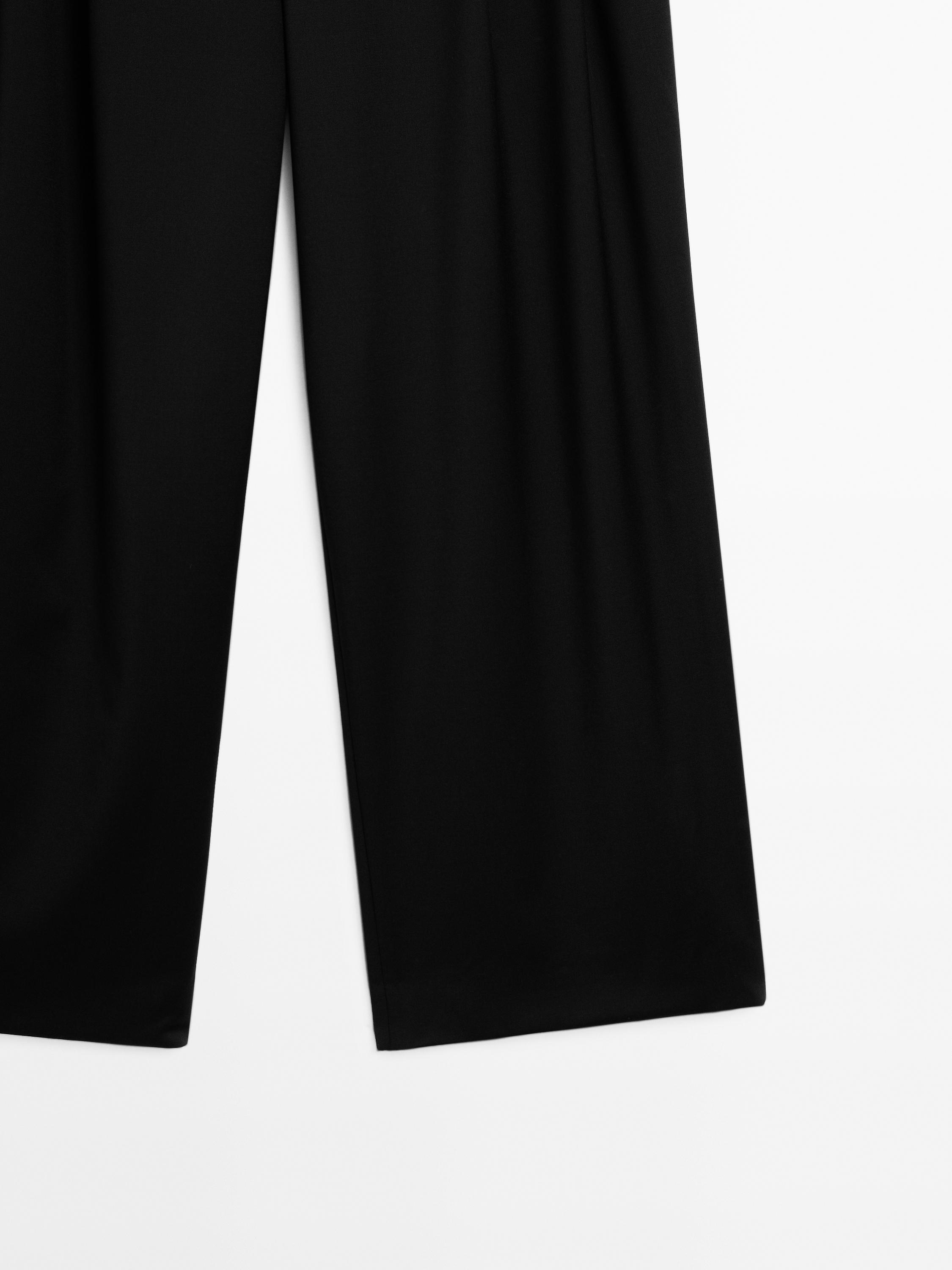 Extra fine wool pleated pants — BLACK