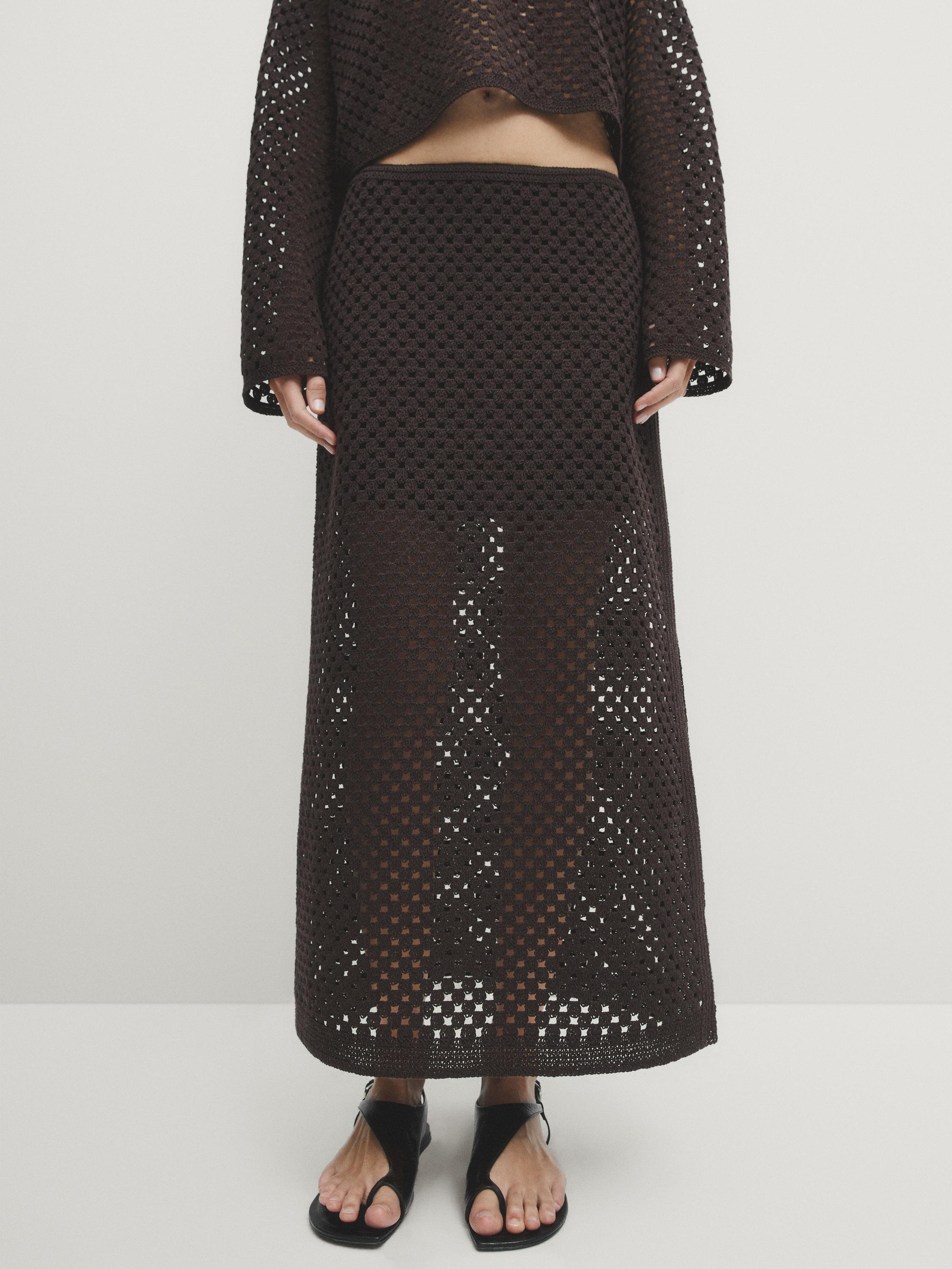 Cotton blend crochet skirt