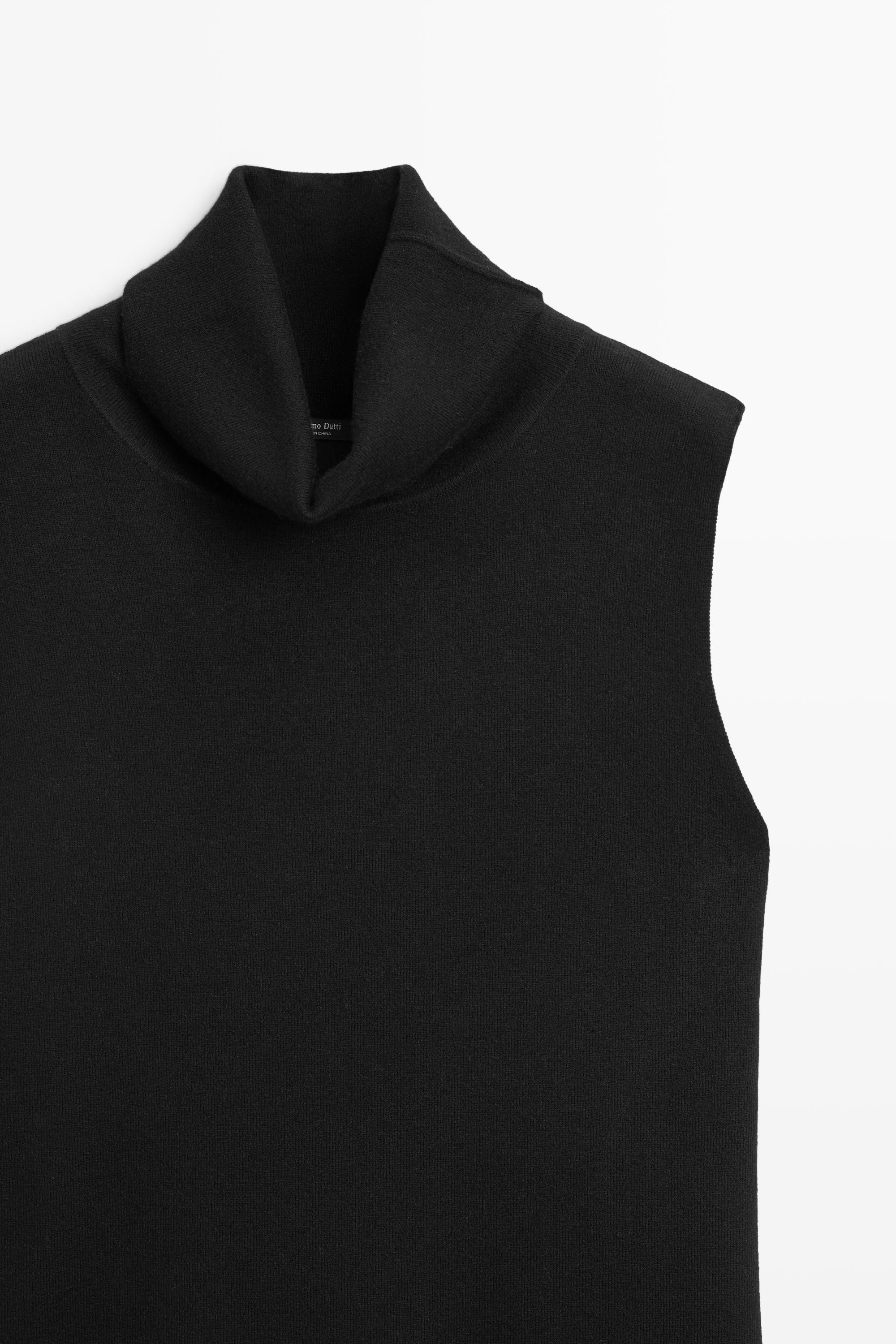 Wool blend knit top — BLACK
