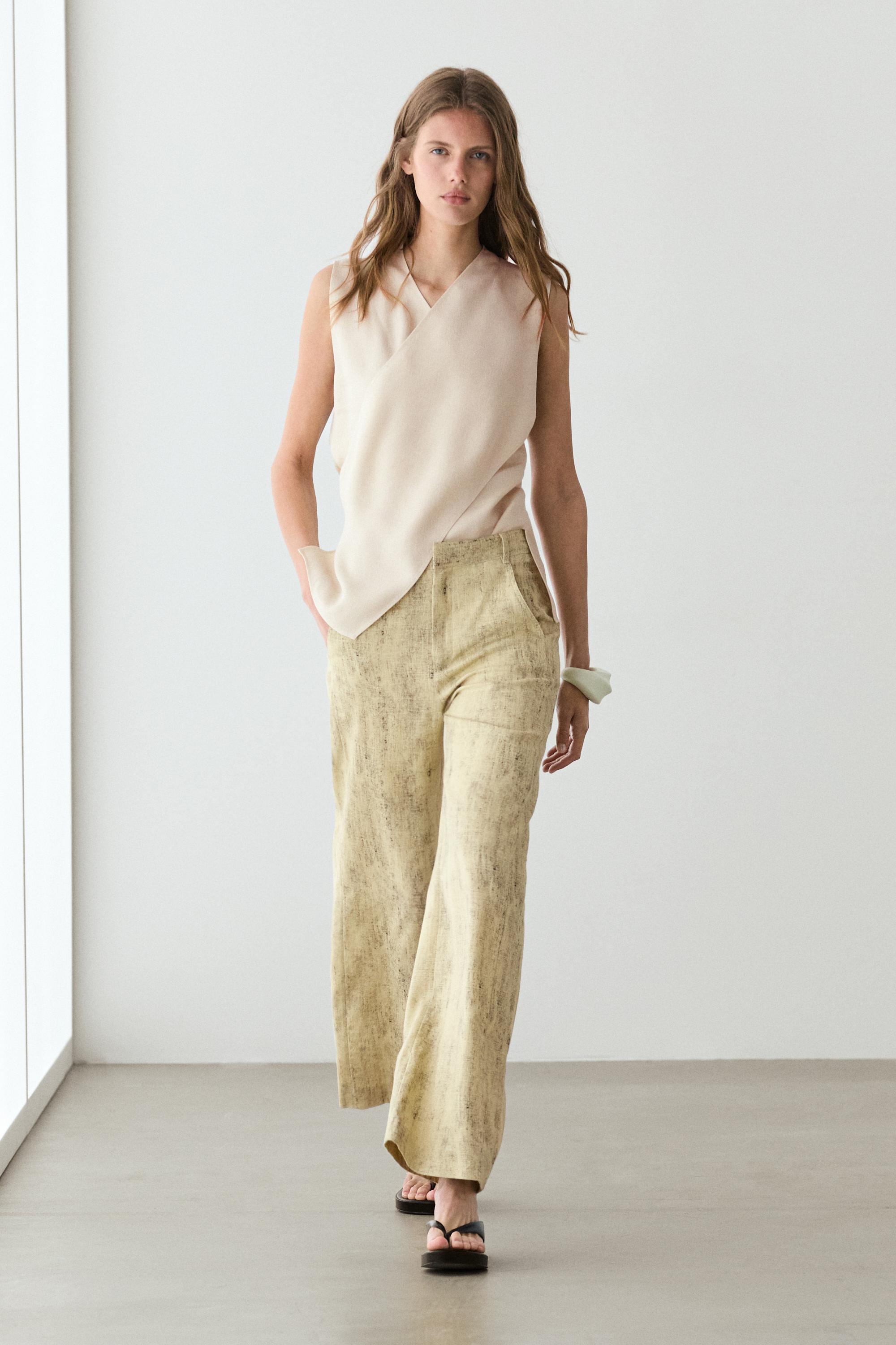 Ramie blend trousers — YELLOW