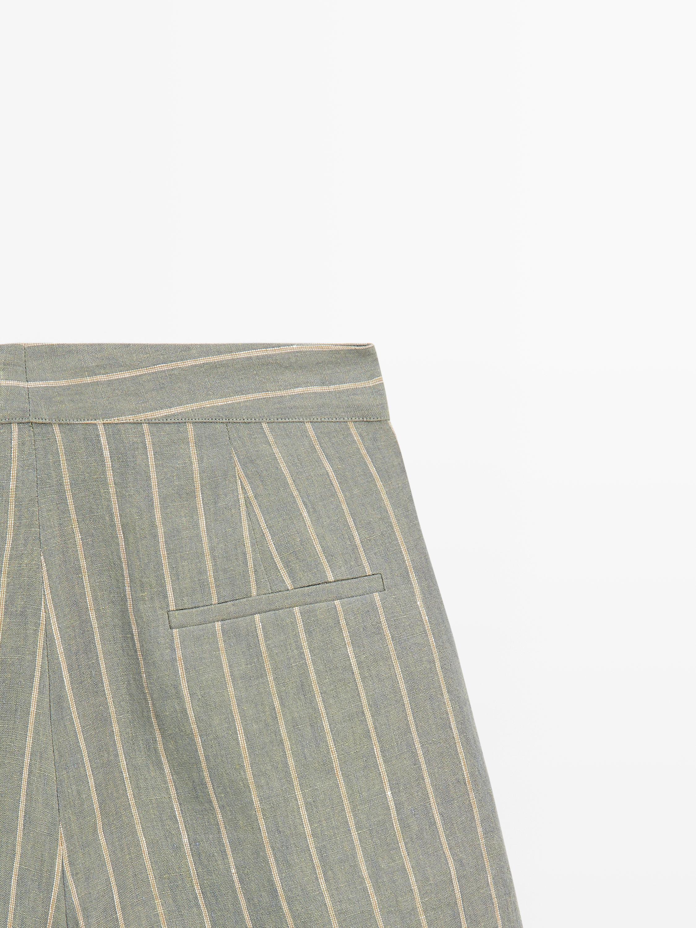 Short linen Bermuda shorts — PISTACHIO