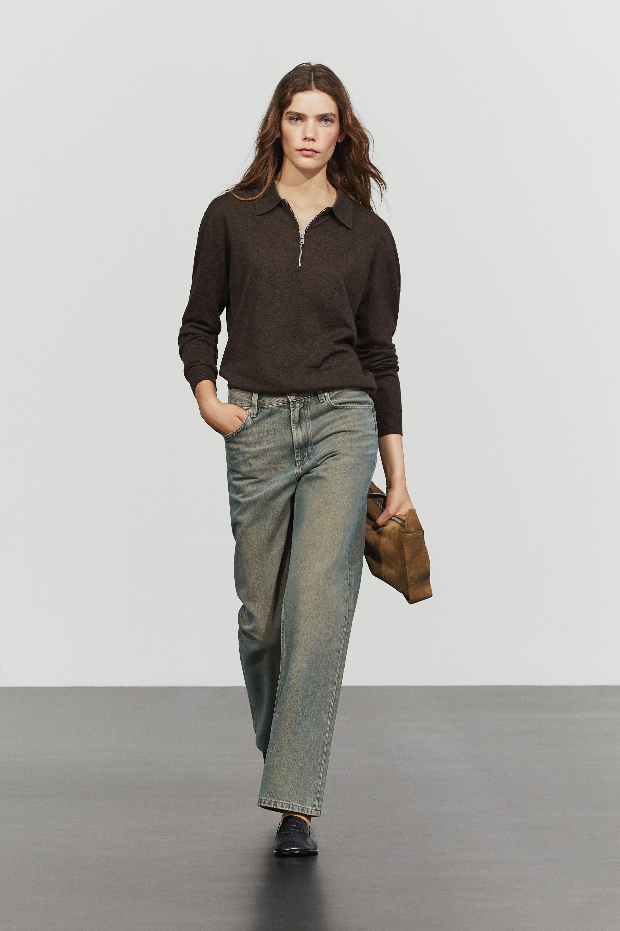 Pull en maille à col zippé et laine