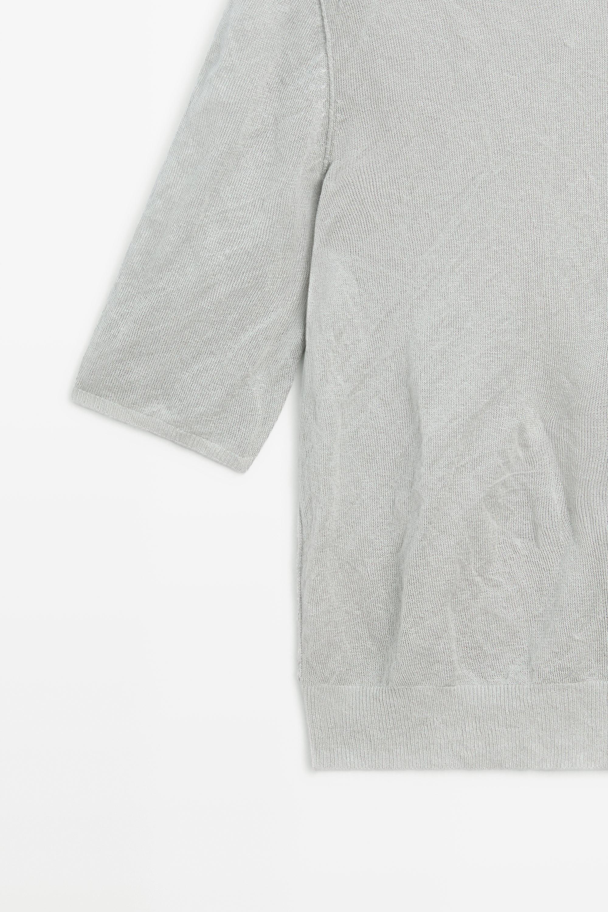 Short sleeve fine knit sweater - STUDIO — Silver