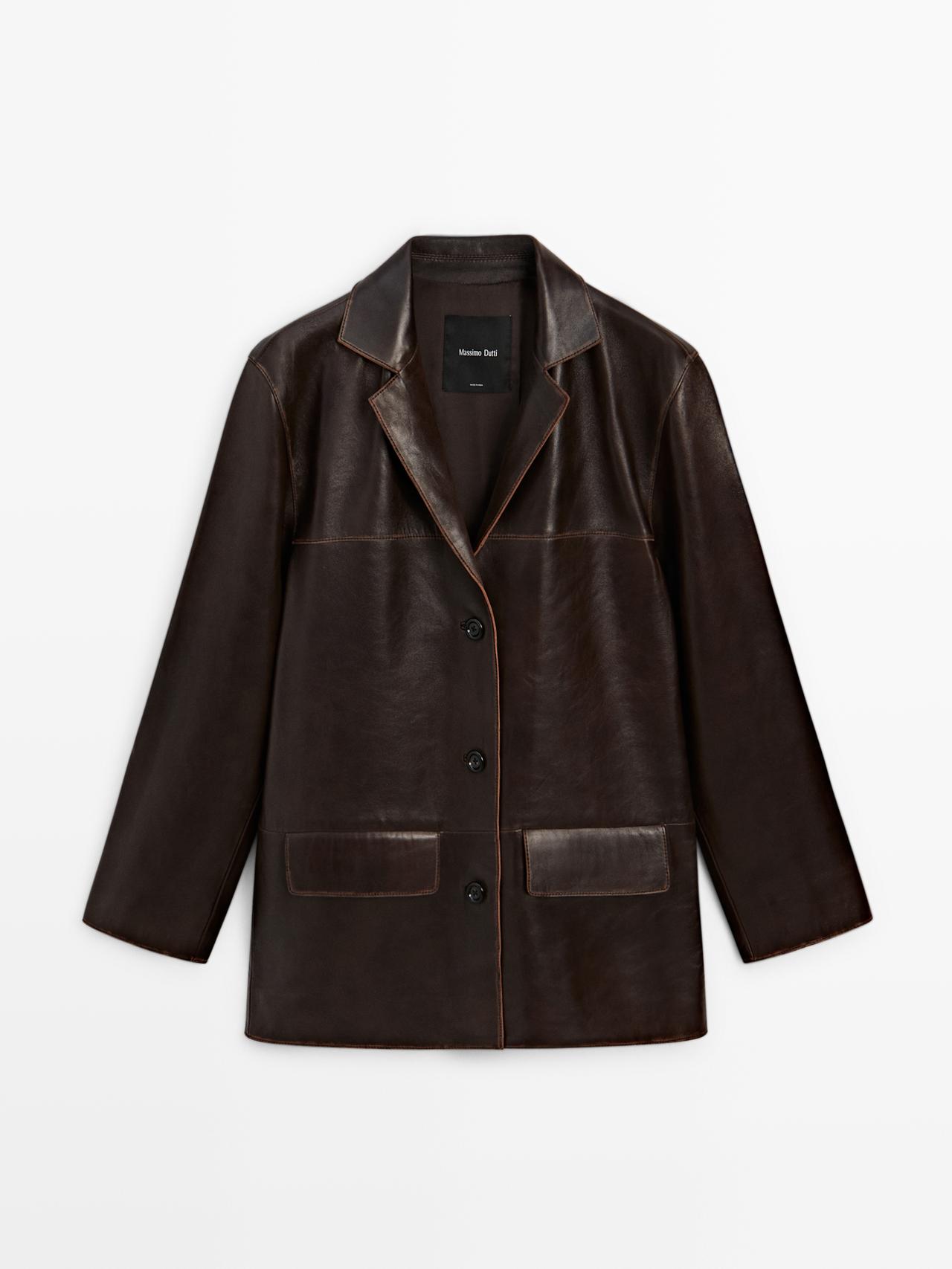 Massimo Dutti - Dame - Jakke I Nappaskind - Brun - S