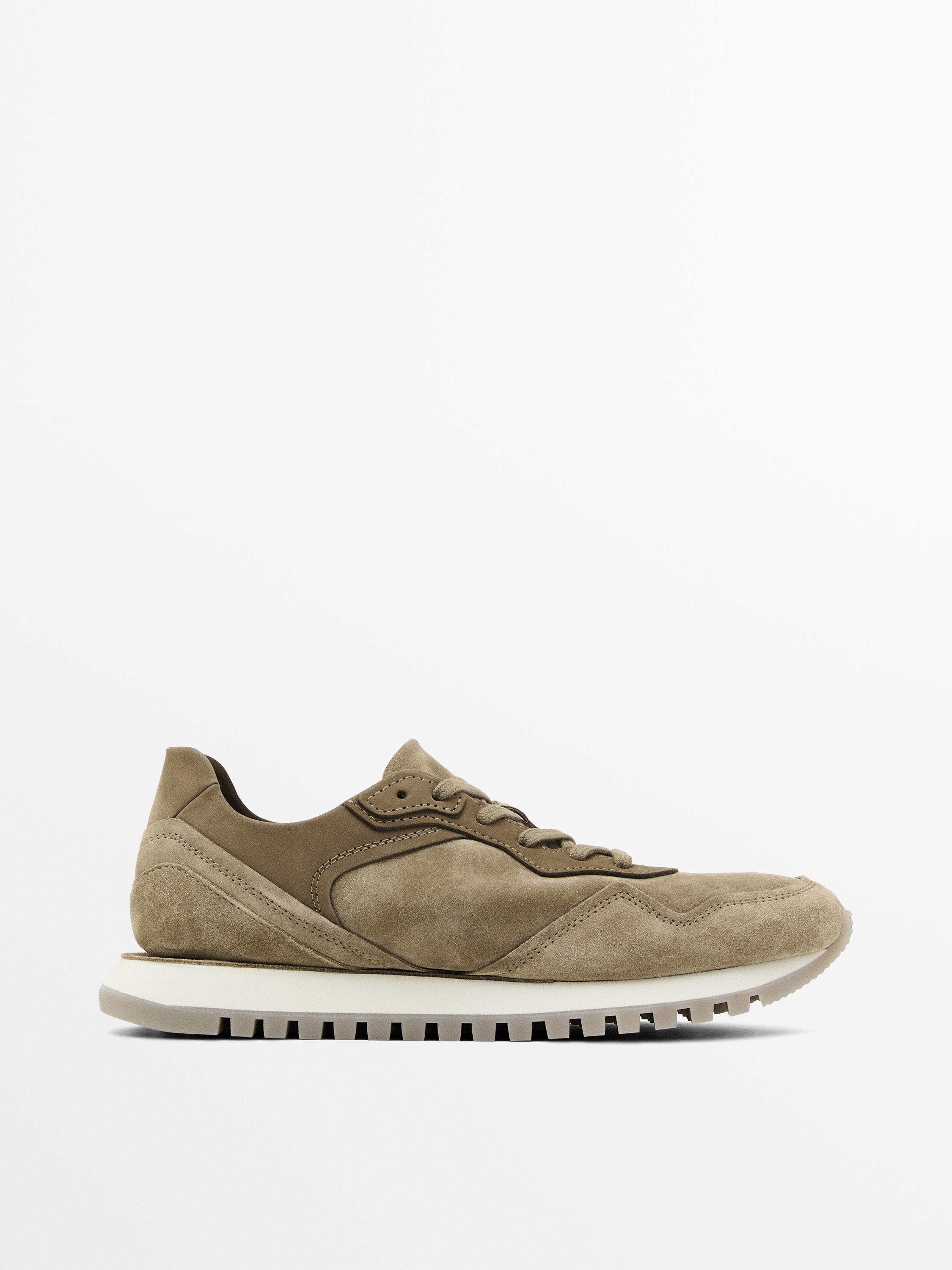 Split suede trainers