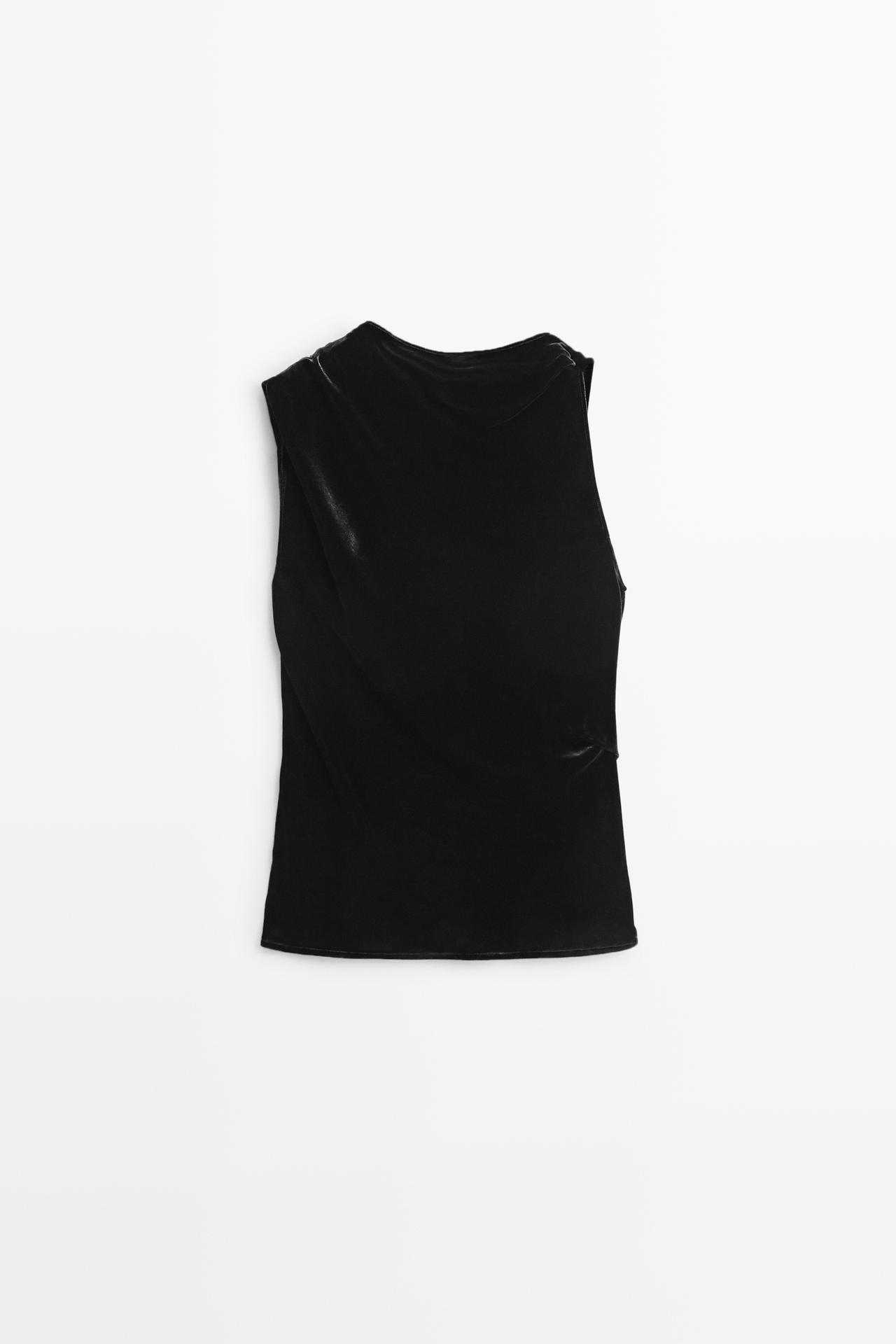 Asymmetric top with back neckline detail — BLACK