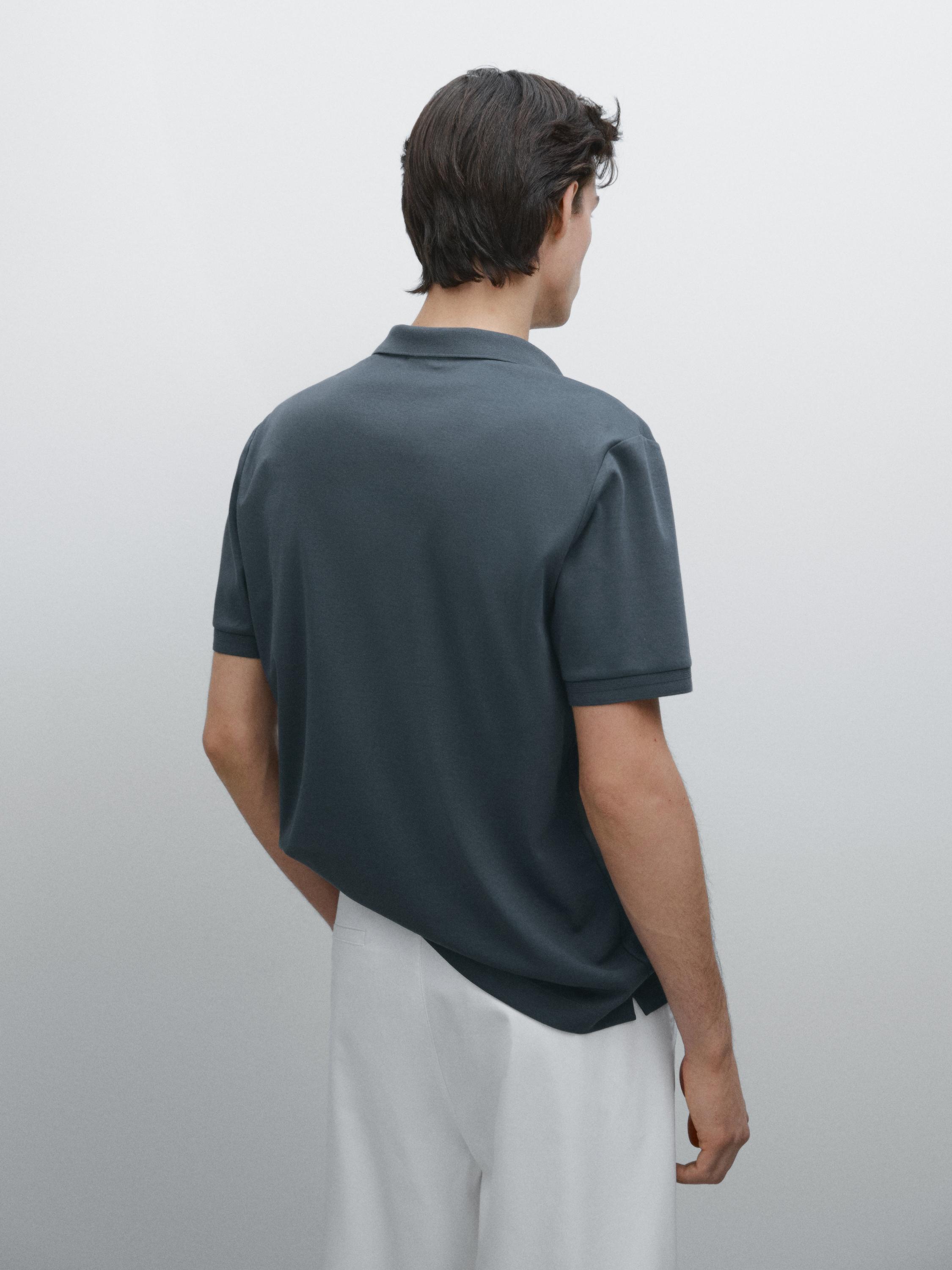 قميص بولو قطن بأكمام قصيرة