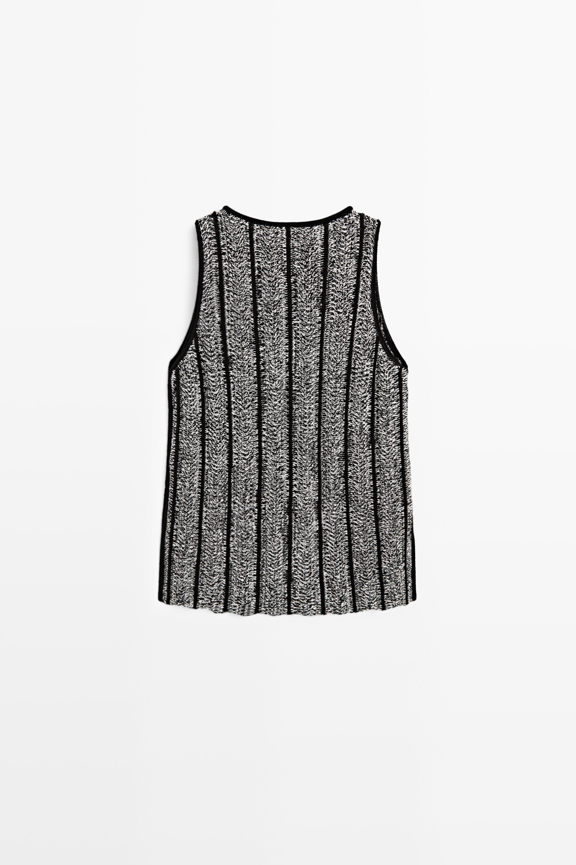 Cotton-blend flecked knit top — BLACK