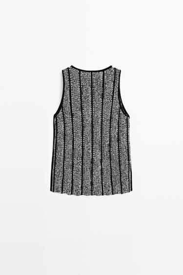 Cotton-blend flecked knit top — BLACK 6