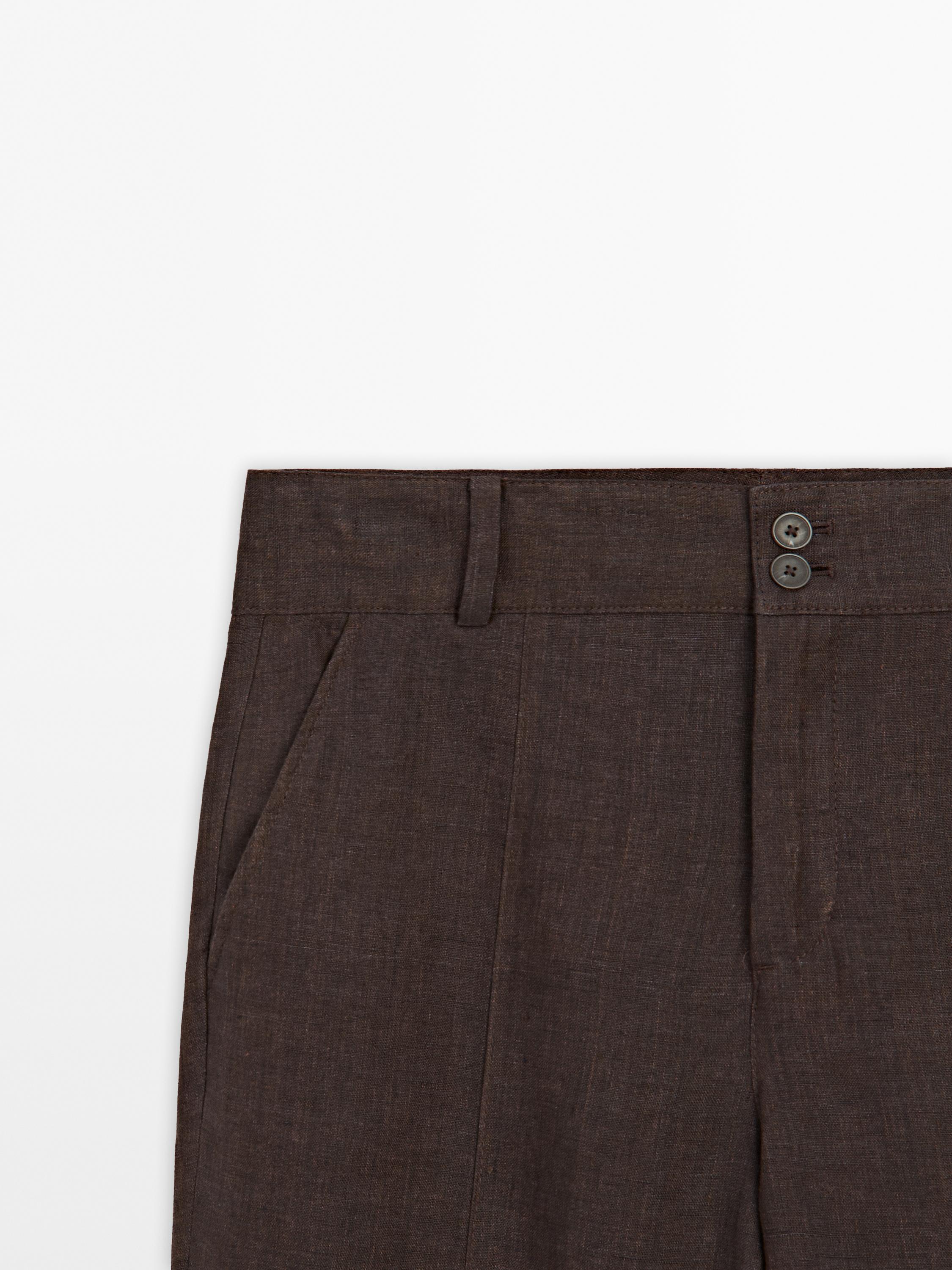 100% linen flare fit trousers
