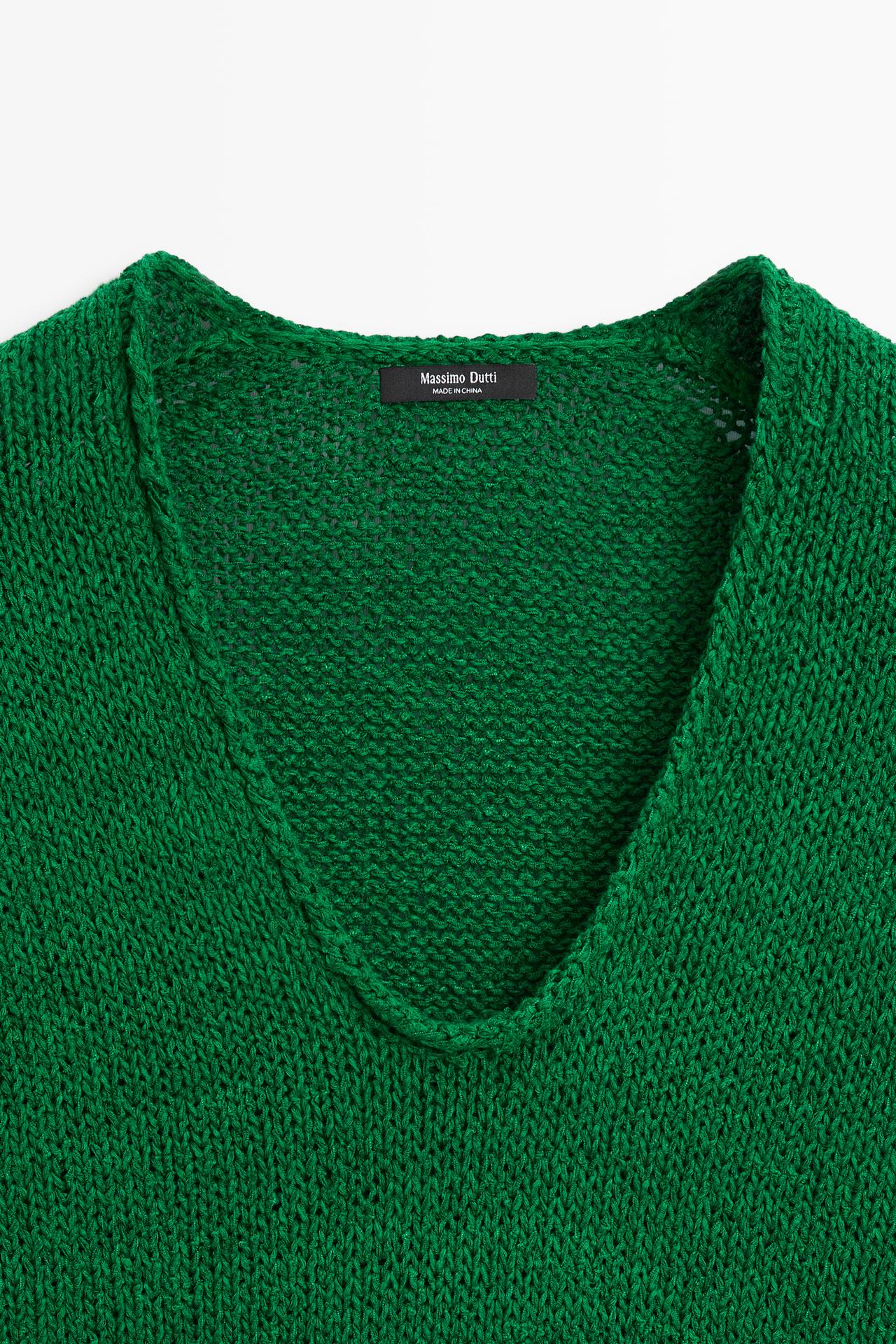 Cotton-blend knit sweater — GREEN