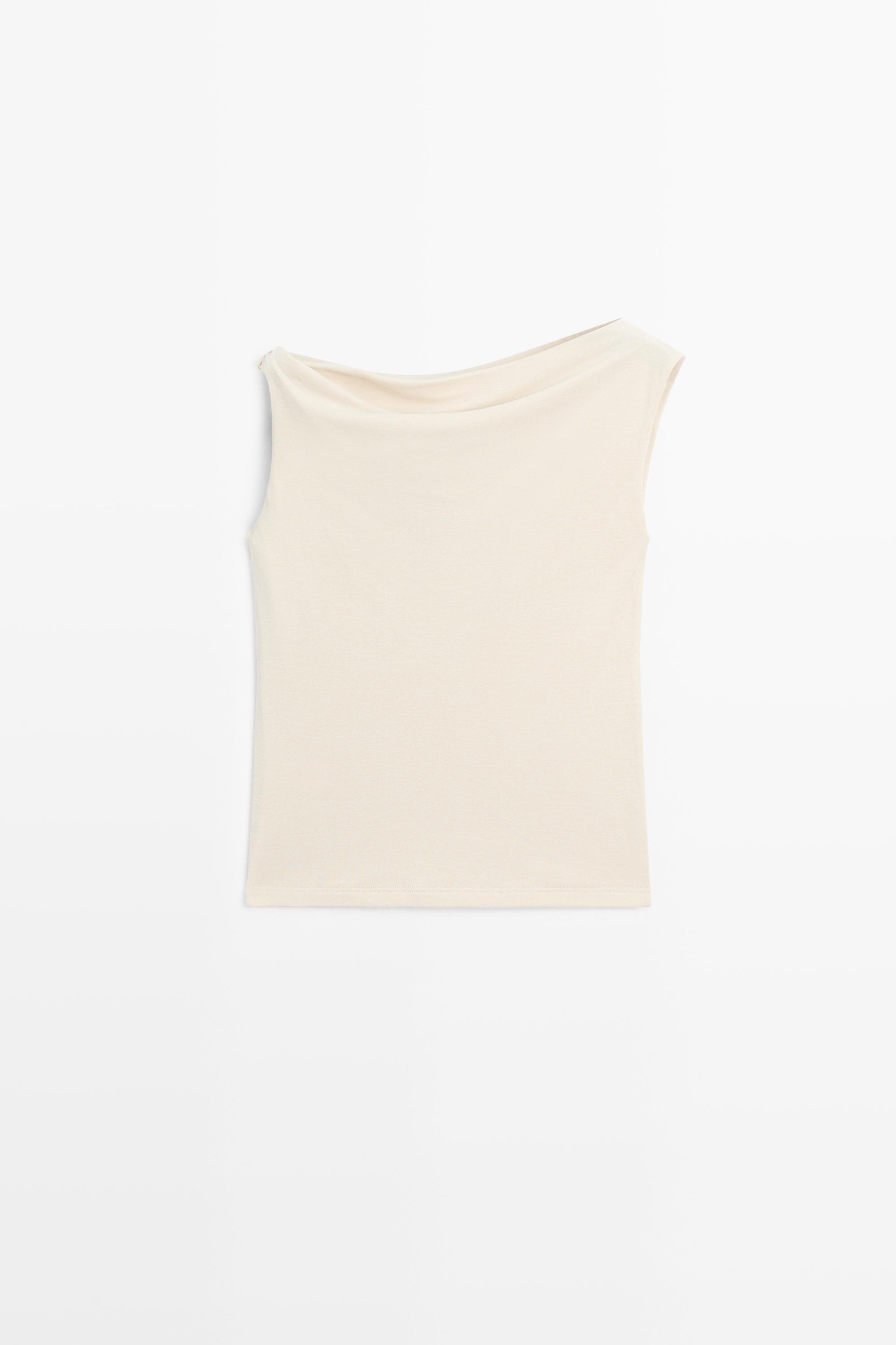 Asymmetric drop sleeve top — SAND