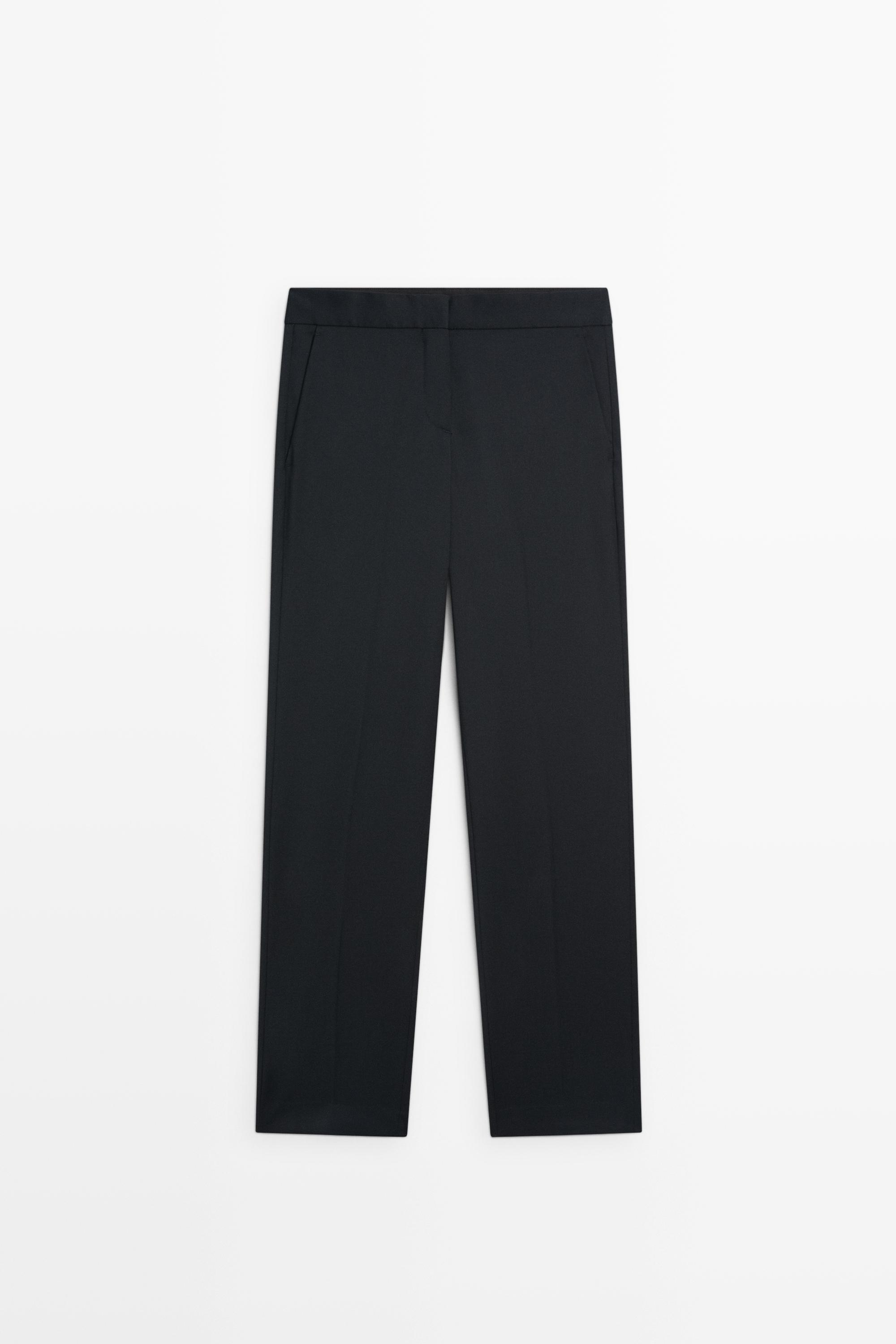 100% cool wool straight fit trousers — NAVY BLUE