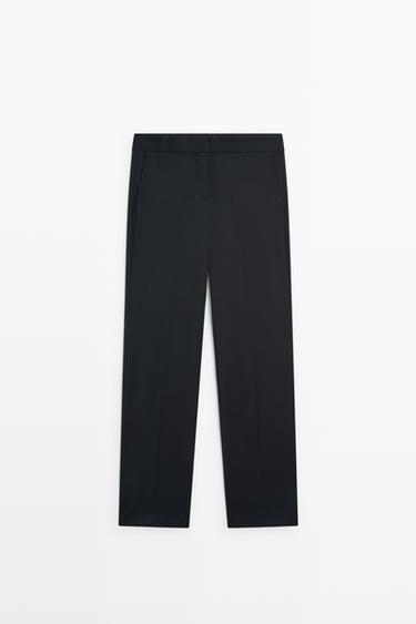 100% cool wool straight fit trousers — NAVY BLUE 2