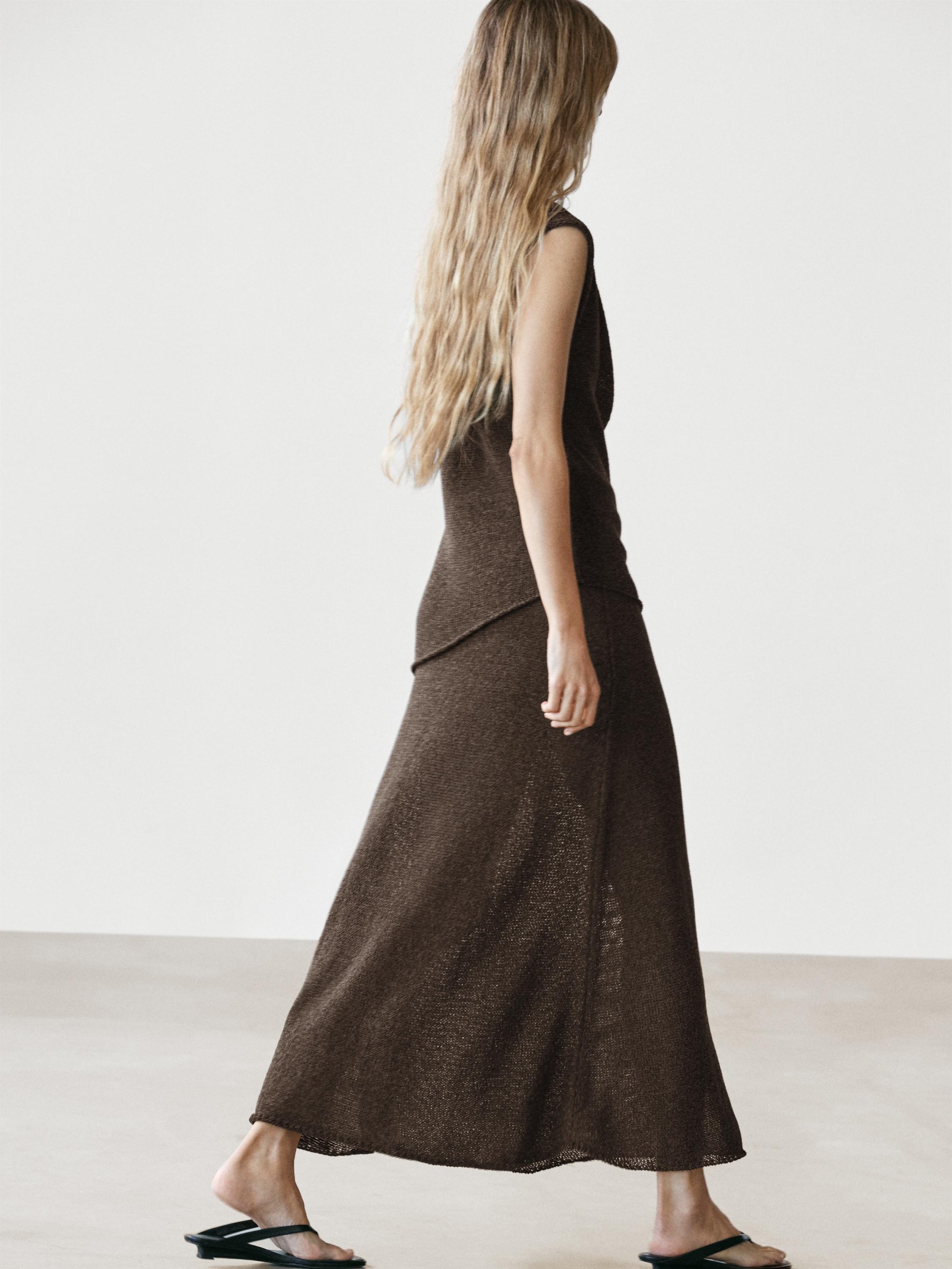 Asymmetric cowl neck top — Chocolate