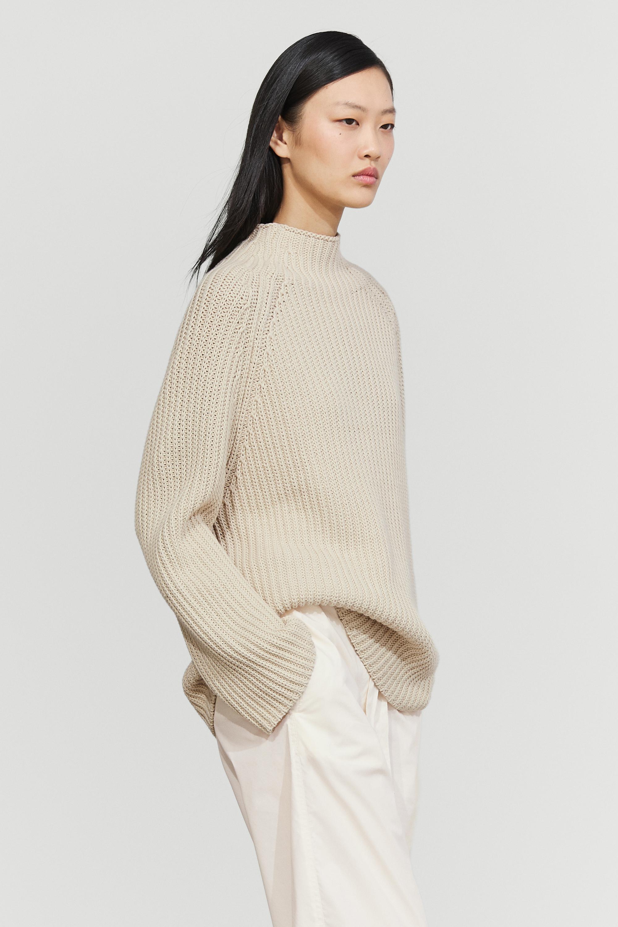 Pull en côtes perlées 100 % coton