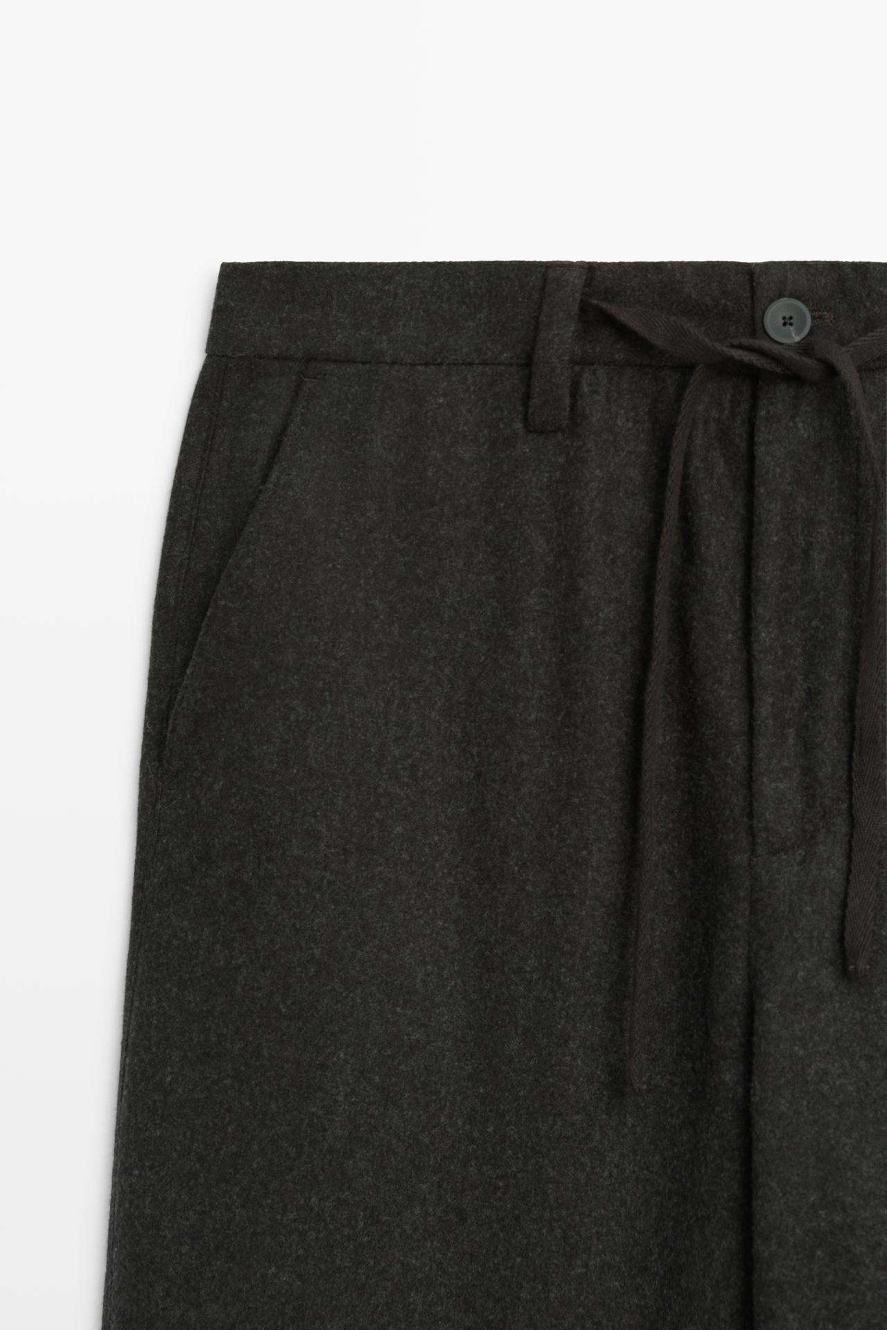 Pants flannel wool blend total look — BROWN
