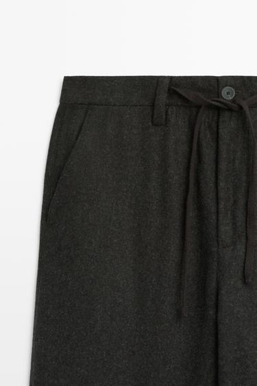 Pants flannel wool blend total look — BROWN 9