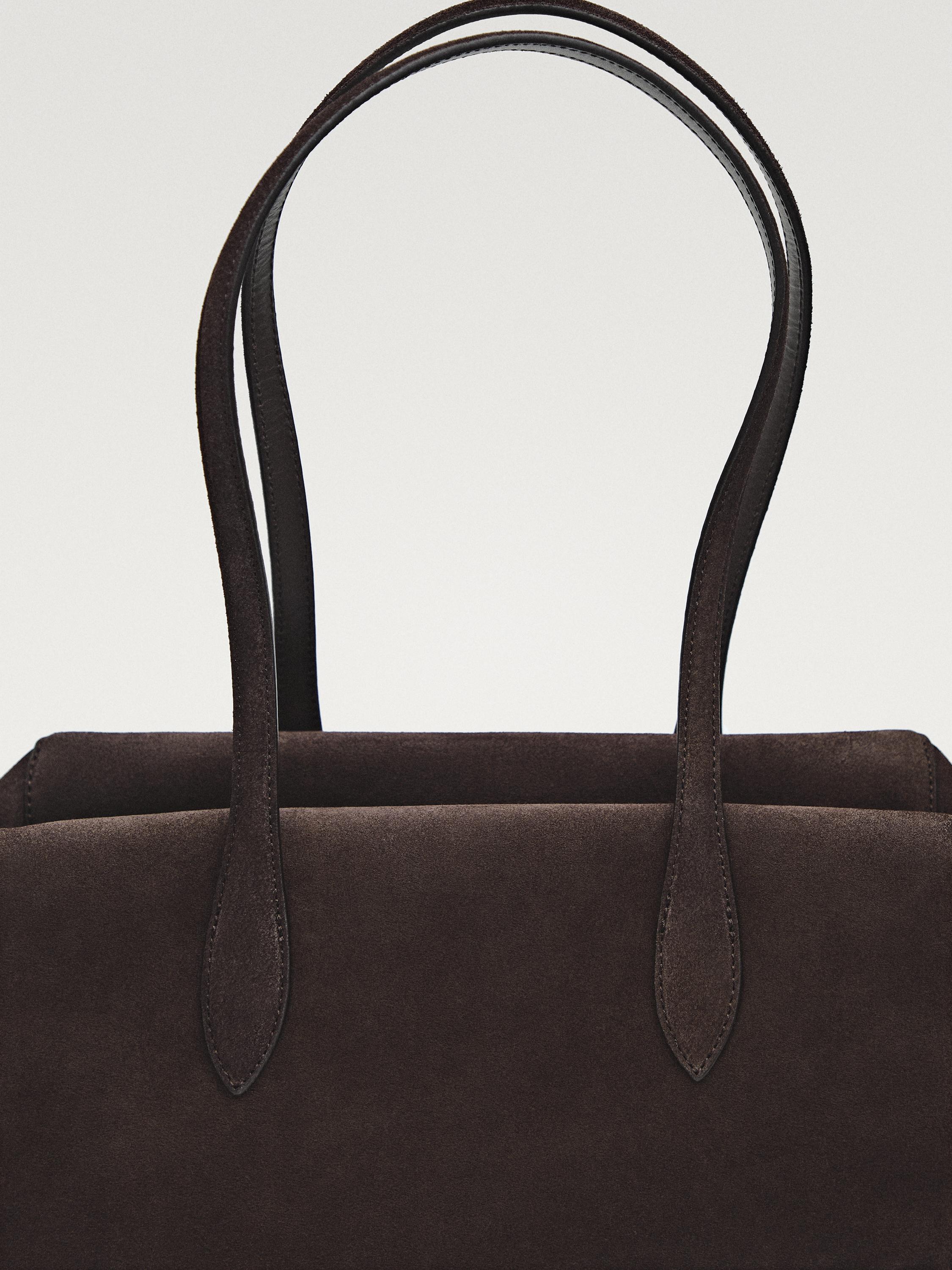 Split leather west satchel bag — BROWN