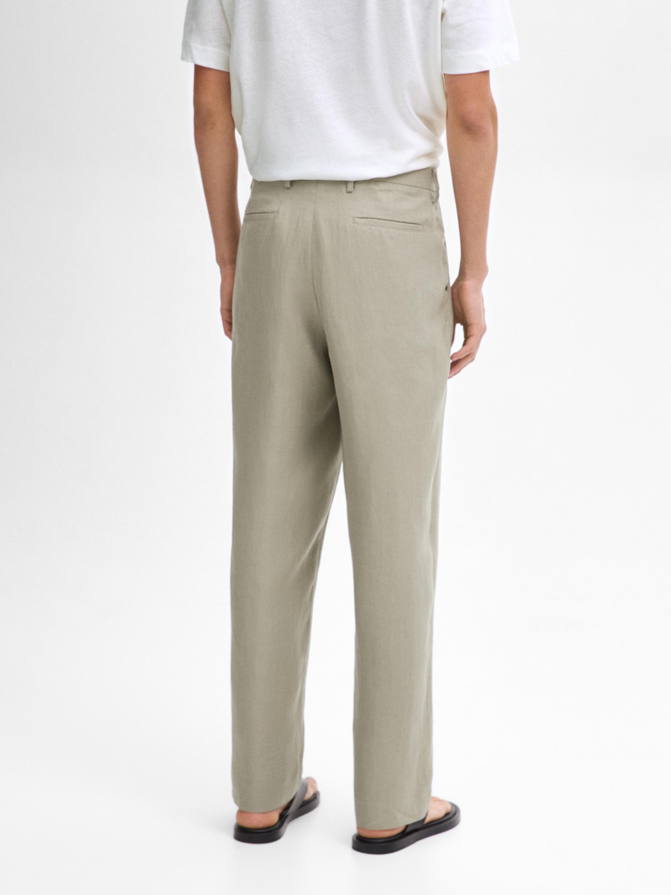 Pantalón liño traxe cintura goma