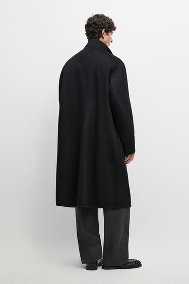 High neck wool blend coat — BLACK 5