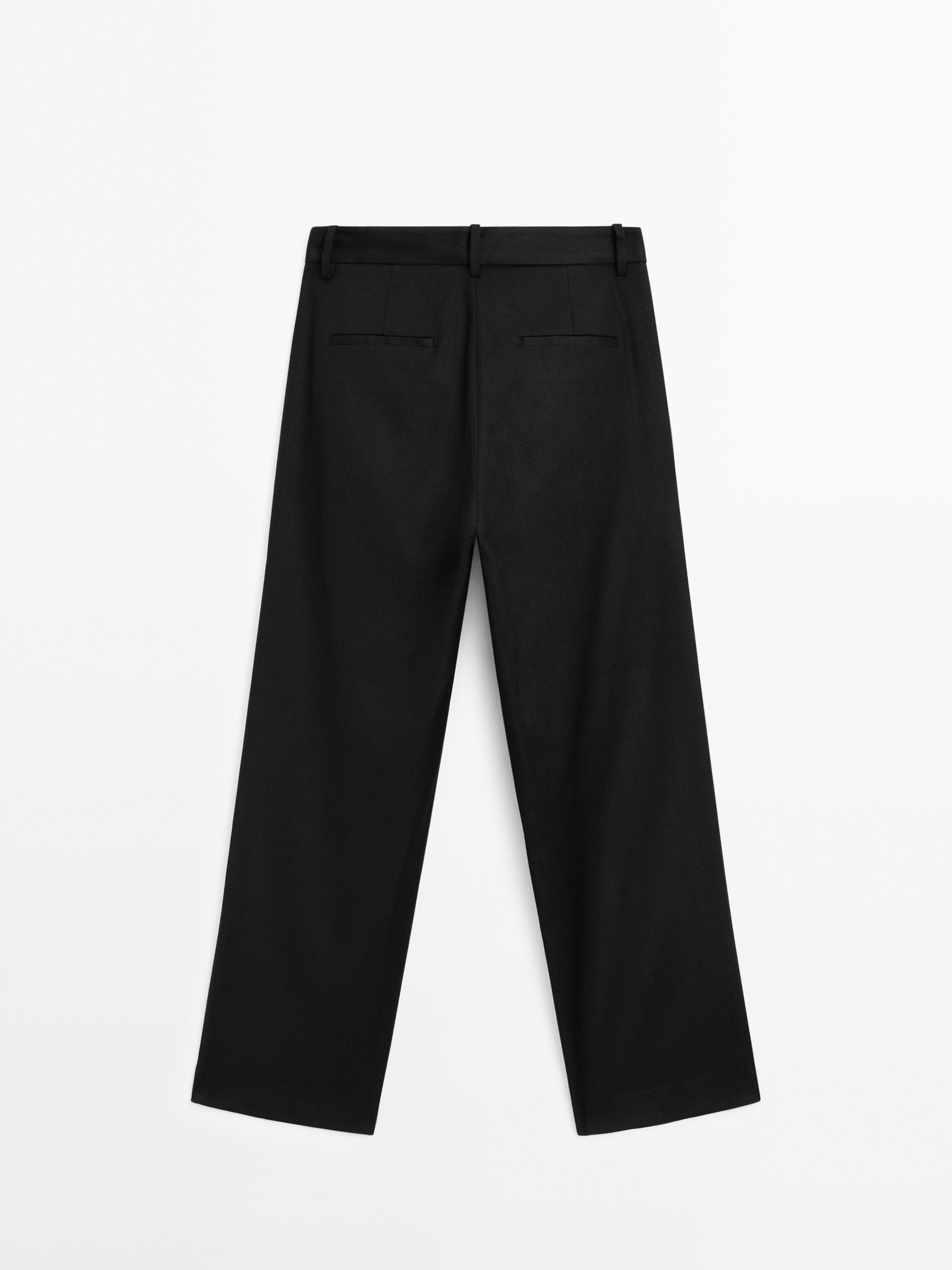 Stretch linen blend trousers