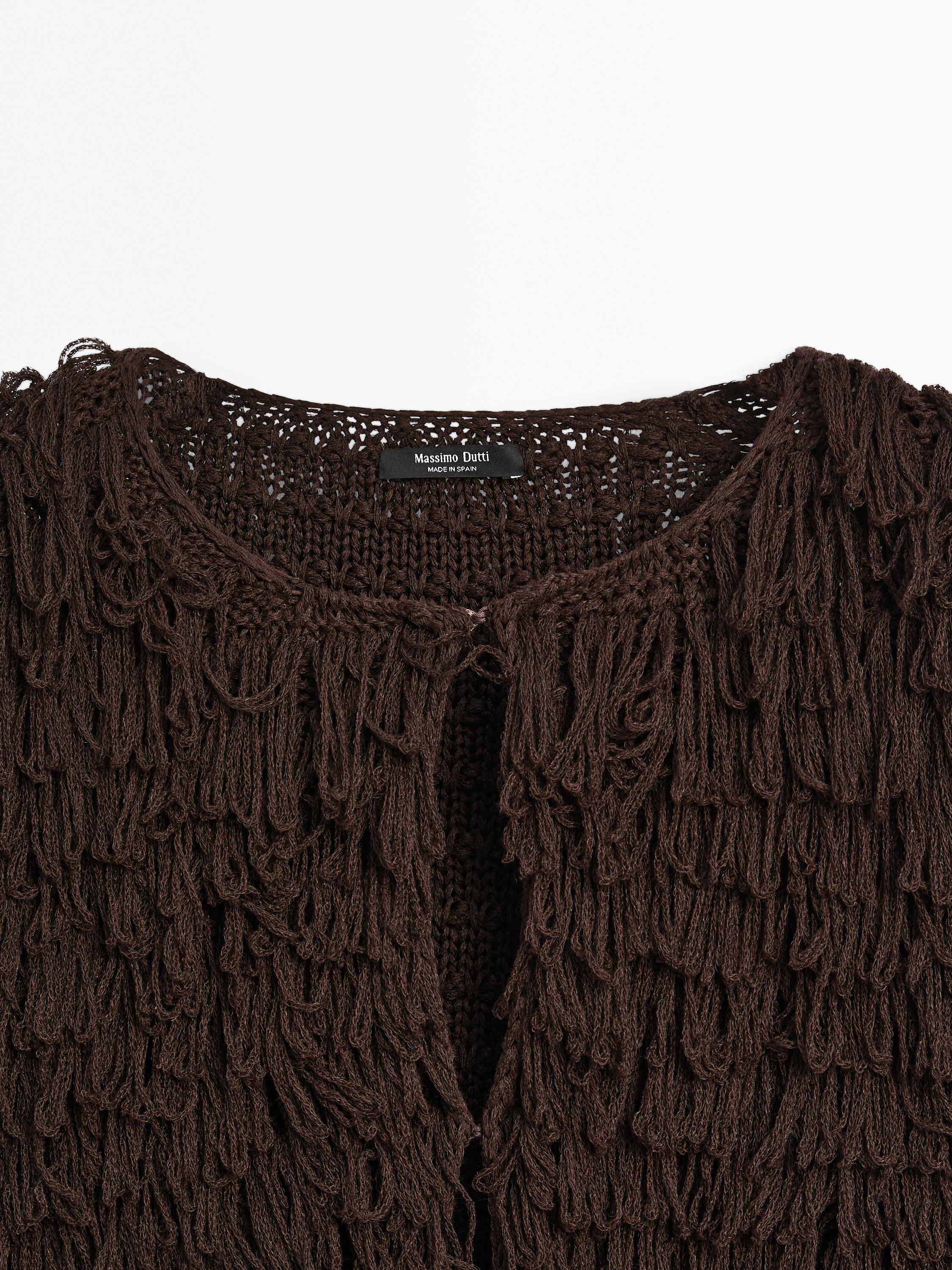 Knit cardigan with fringing - Studio