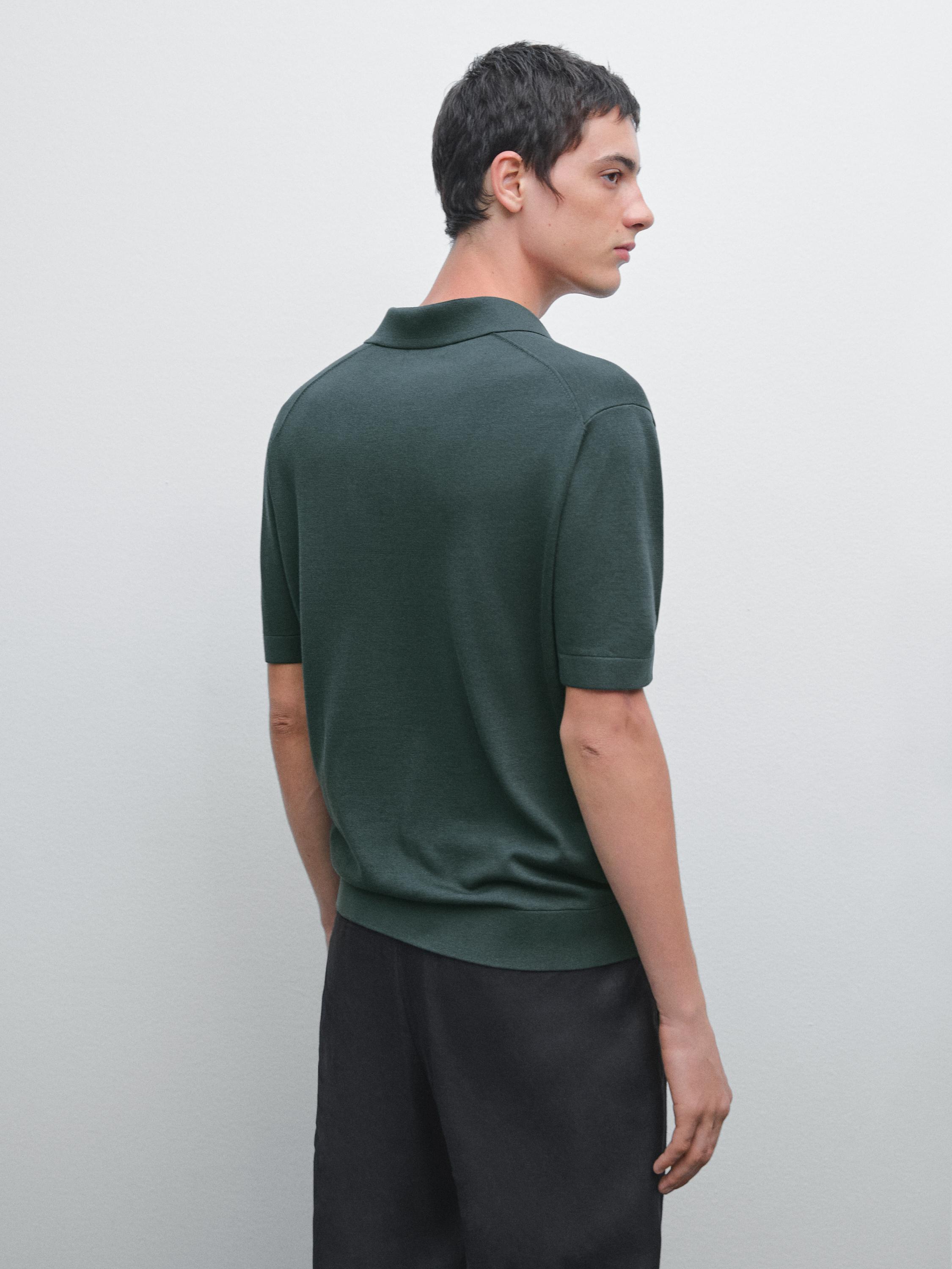 Knit V-neck polo shirt