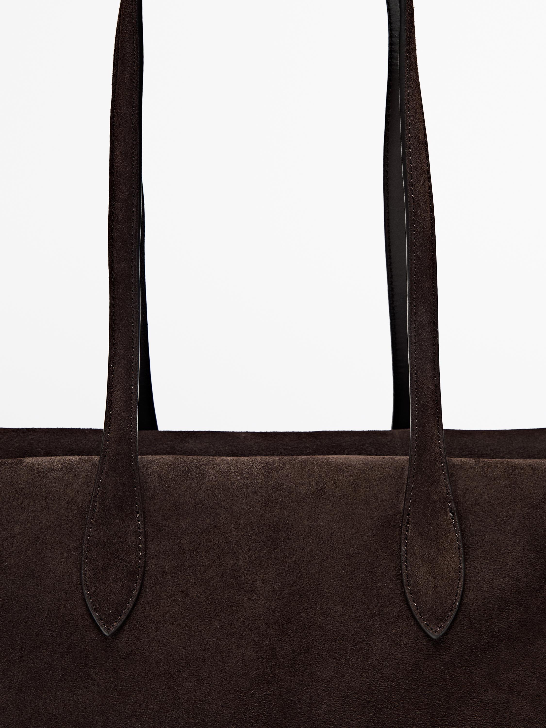 Split suede leather west satchel bag