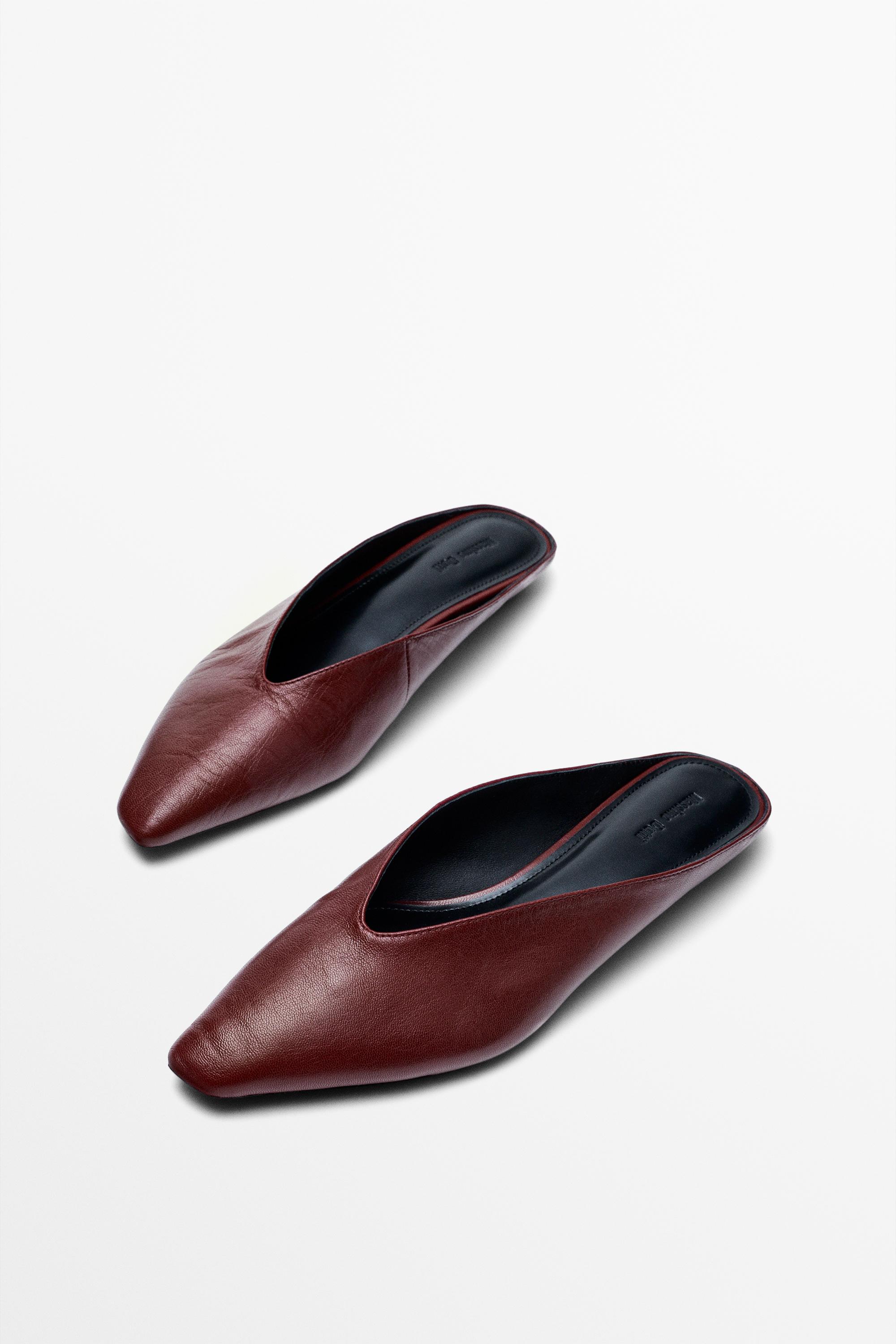 Soft leather mules — BURGUNDY
