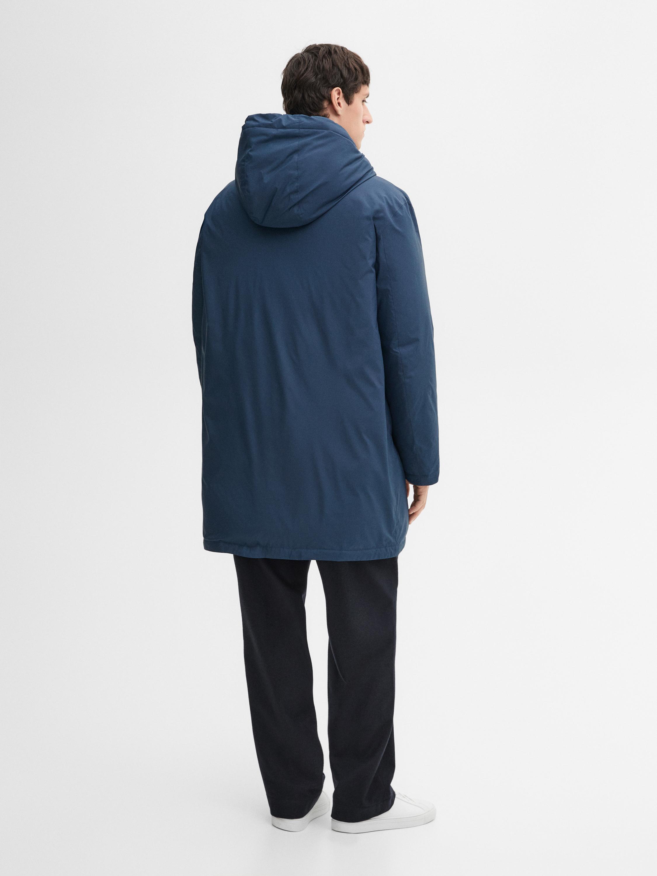 Long quilted down parka with hood