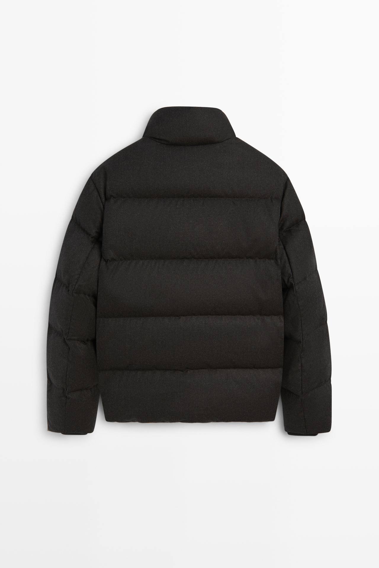 100% WOOL HIGH NECK DOWN JACKET — BROWN TONES
