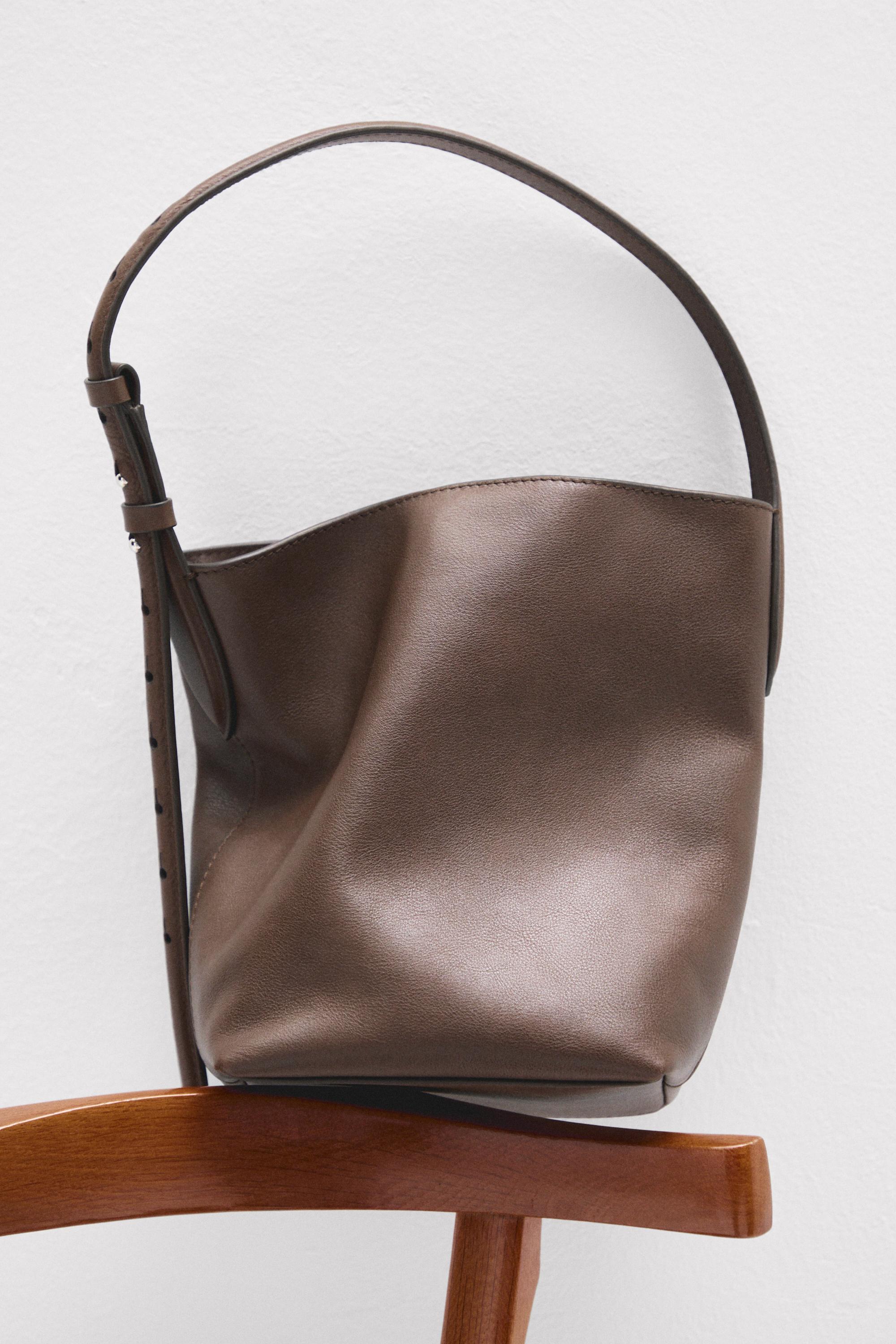Nappa leather mini bucket bag — LEATHER