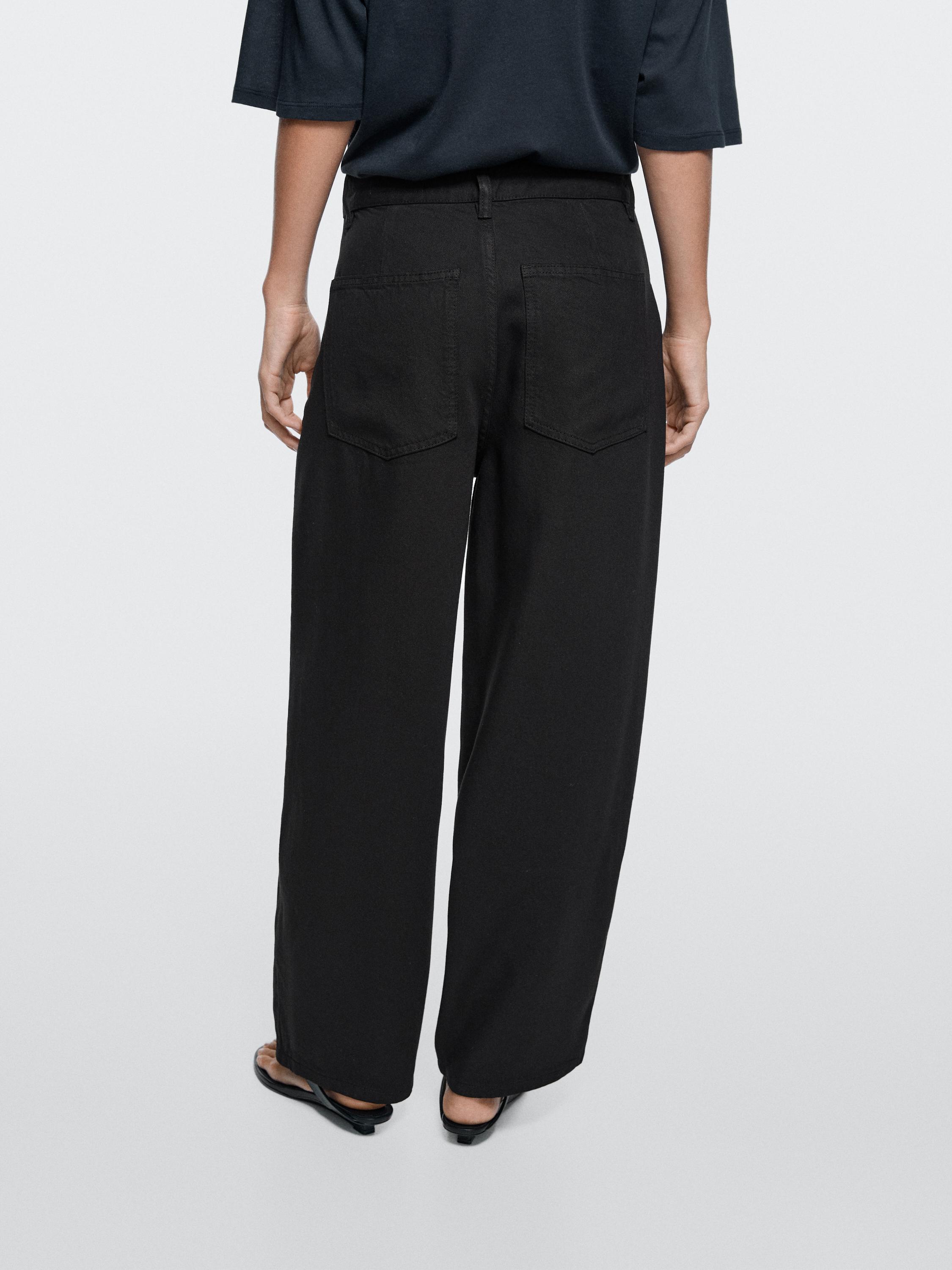 Flowing barrel fit trousers — BLACK