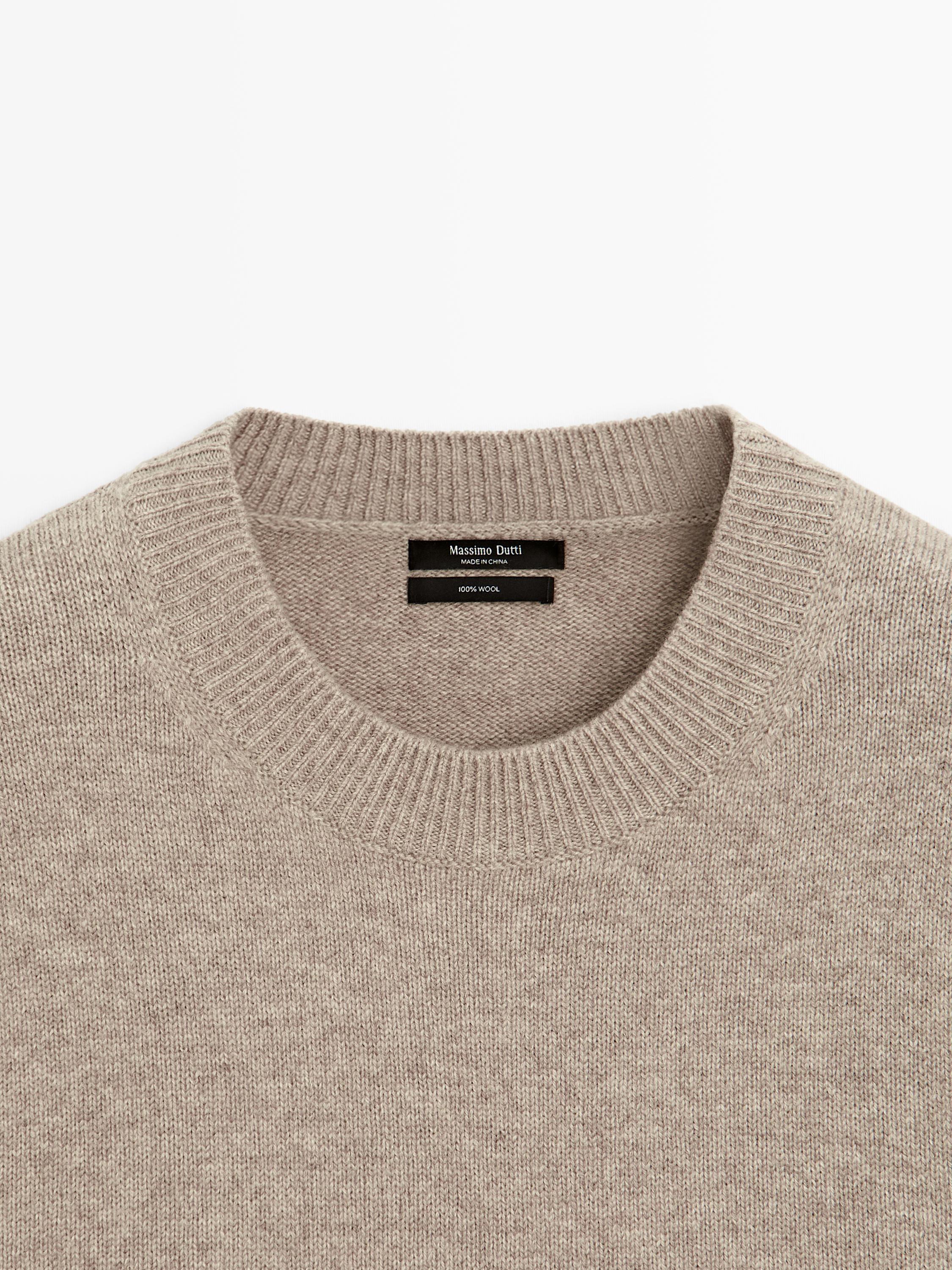 Oversize wool sweater with short sleeves — MOLE BROWN