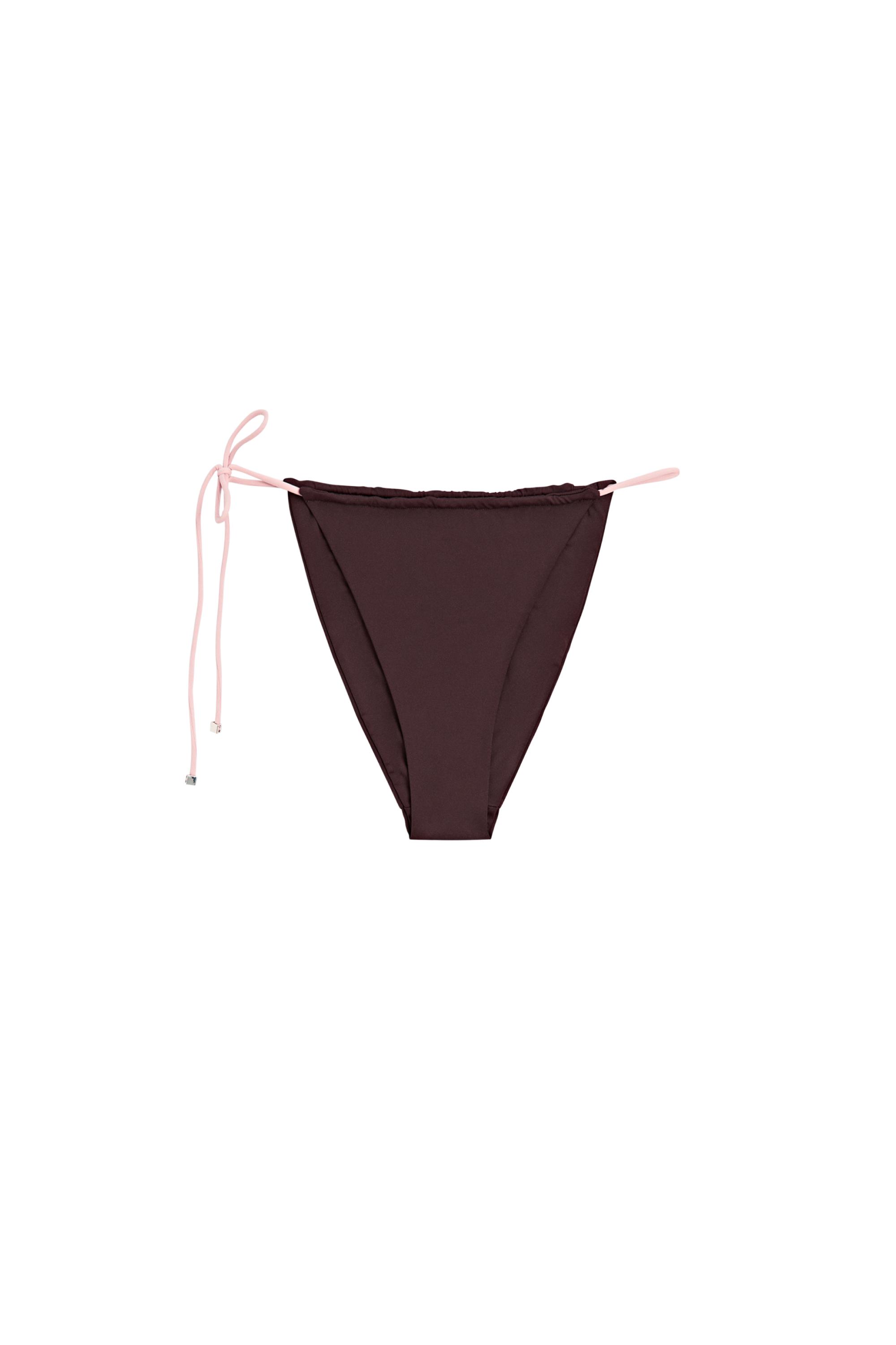 Contrast tie-side bikini bottoms — PALE PINK